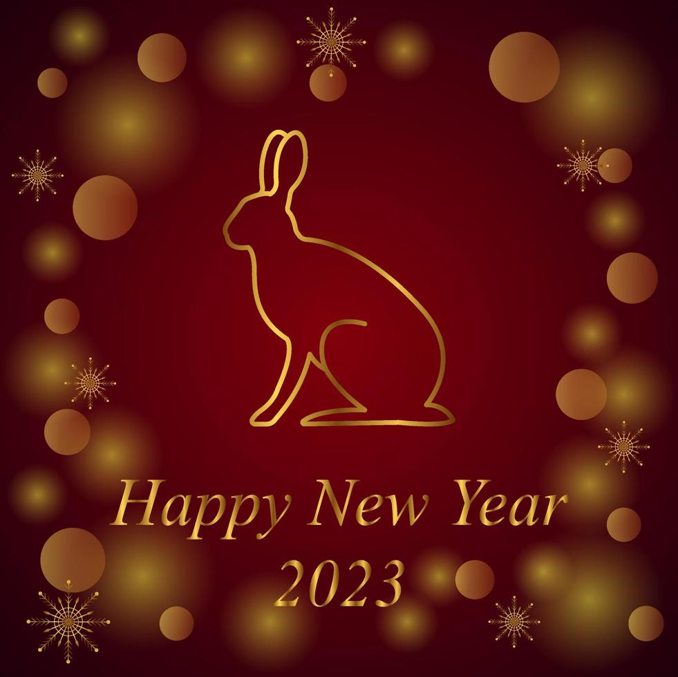 Greeting card Merry Christmas and Happy New Year. Vector illustration with a hare mascot of the Chinese New Year. Background for wallpaper, greeting cards, flyers