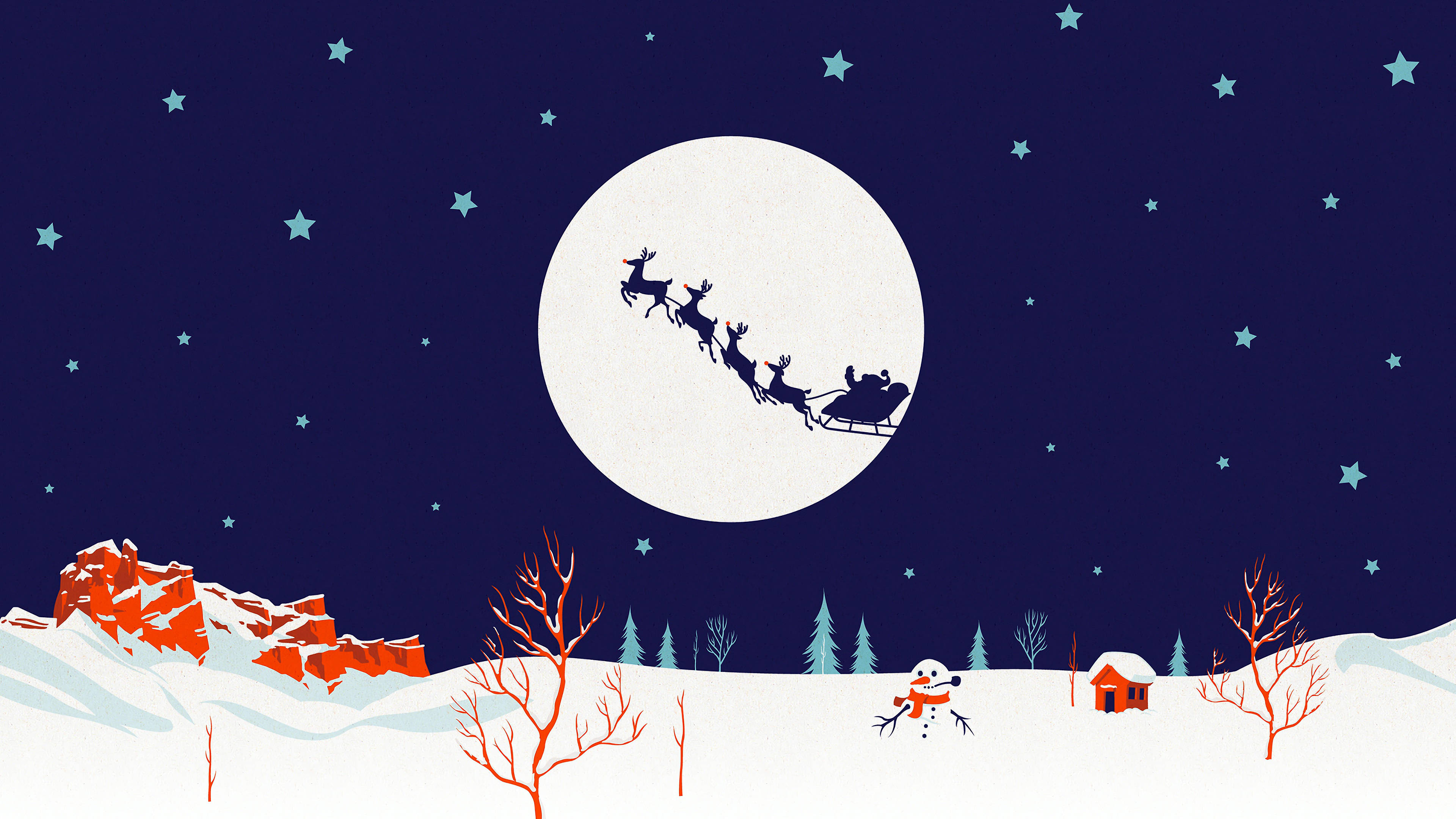 Download 4k Minimalist Santa Claus Christmas Wallpaper