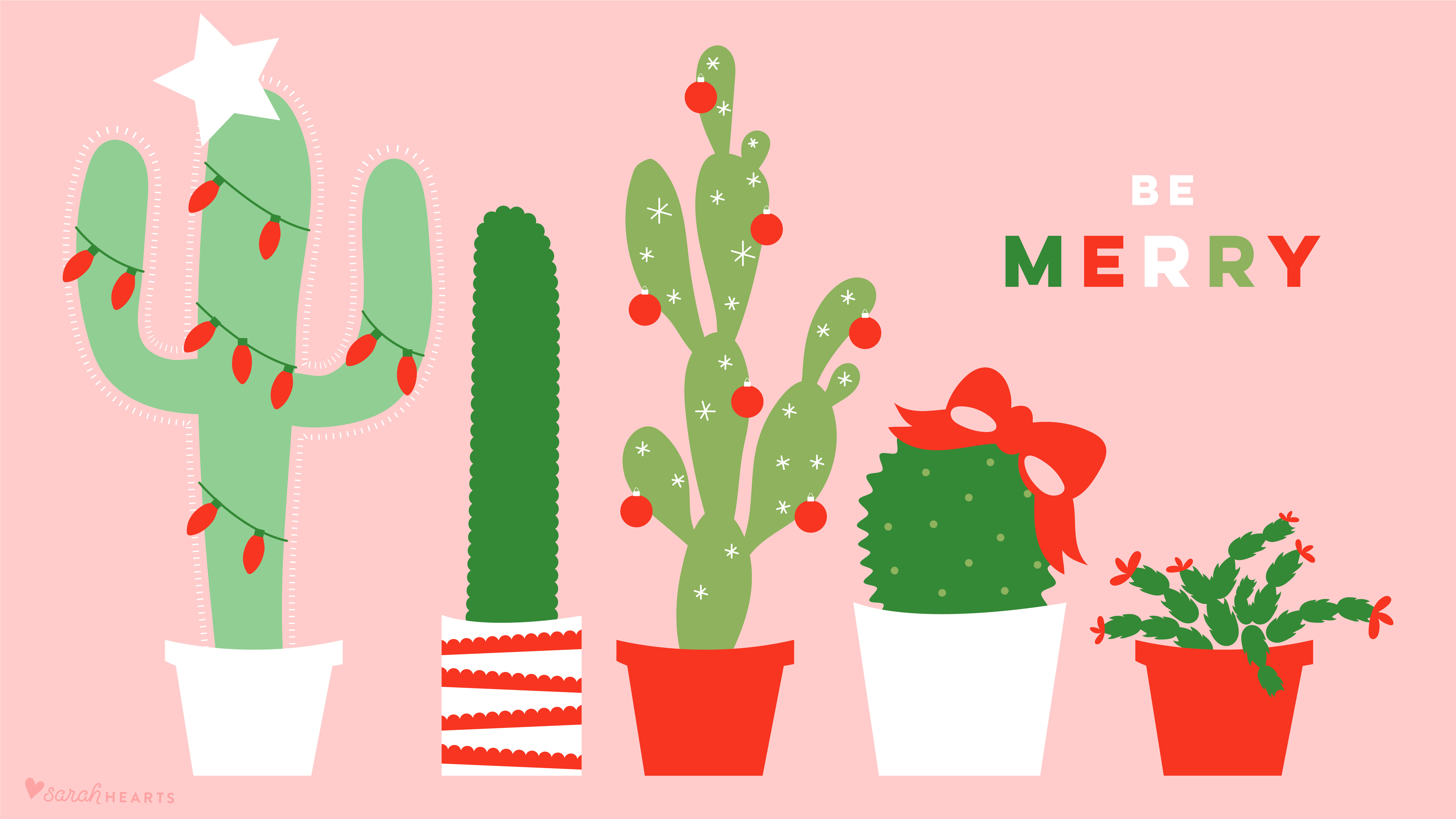December 2017 Christmas Cactus Calendar Wallpaper