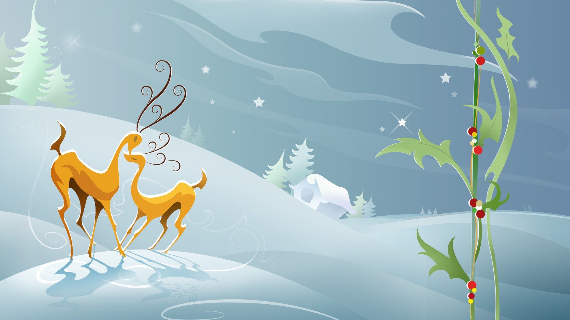 snow, Animals, Christmas, Digital, Art, Artwork, Reindeer Wallpaper HD / Desktop and Mobile Background