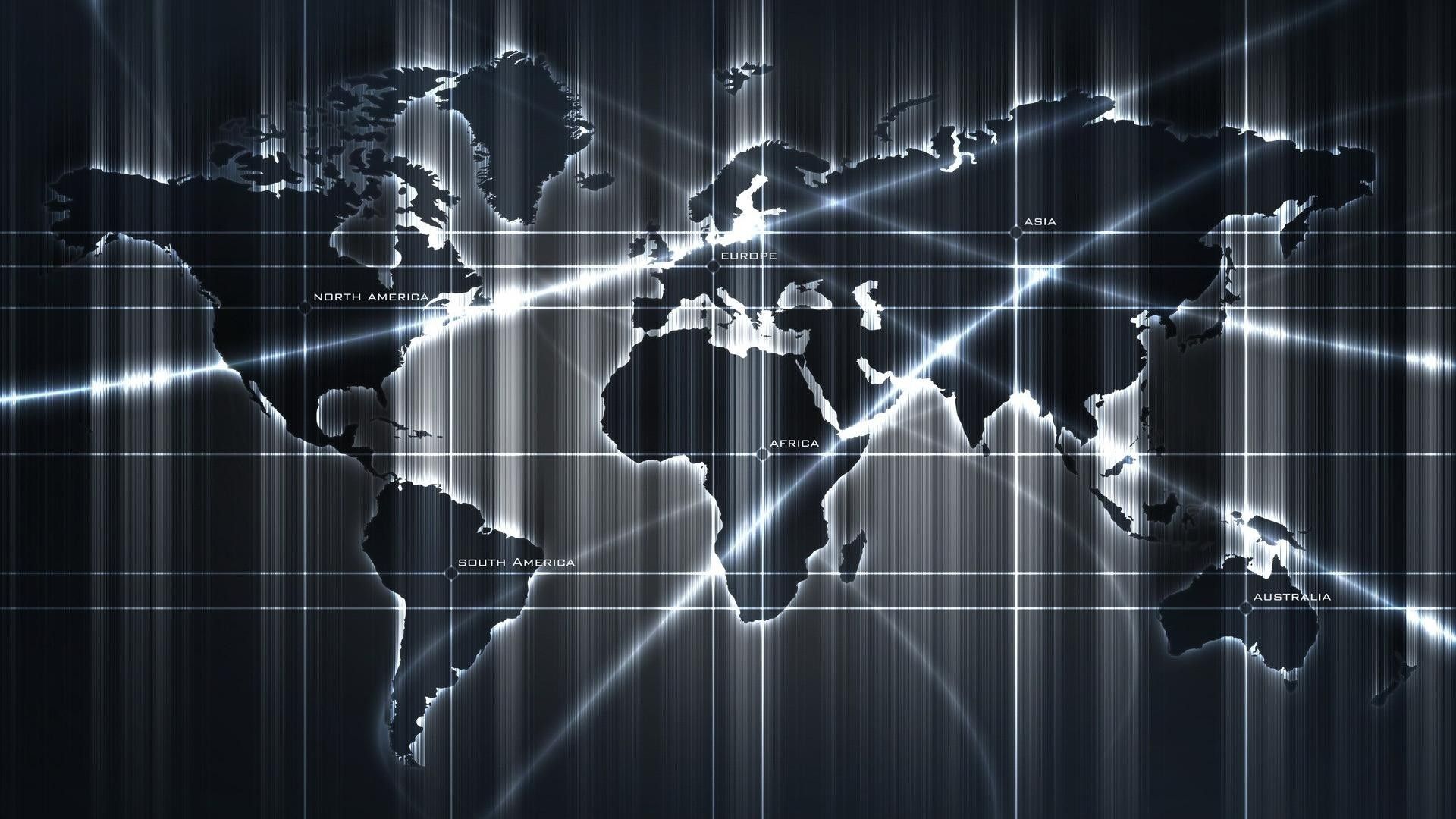 Download Wallpaper 1920x1080 map, drawing, peace, light, lines Full HD 1080p HD Background. Multiple intelligence, World map, Map