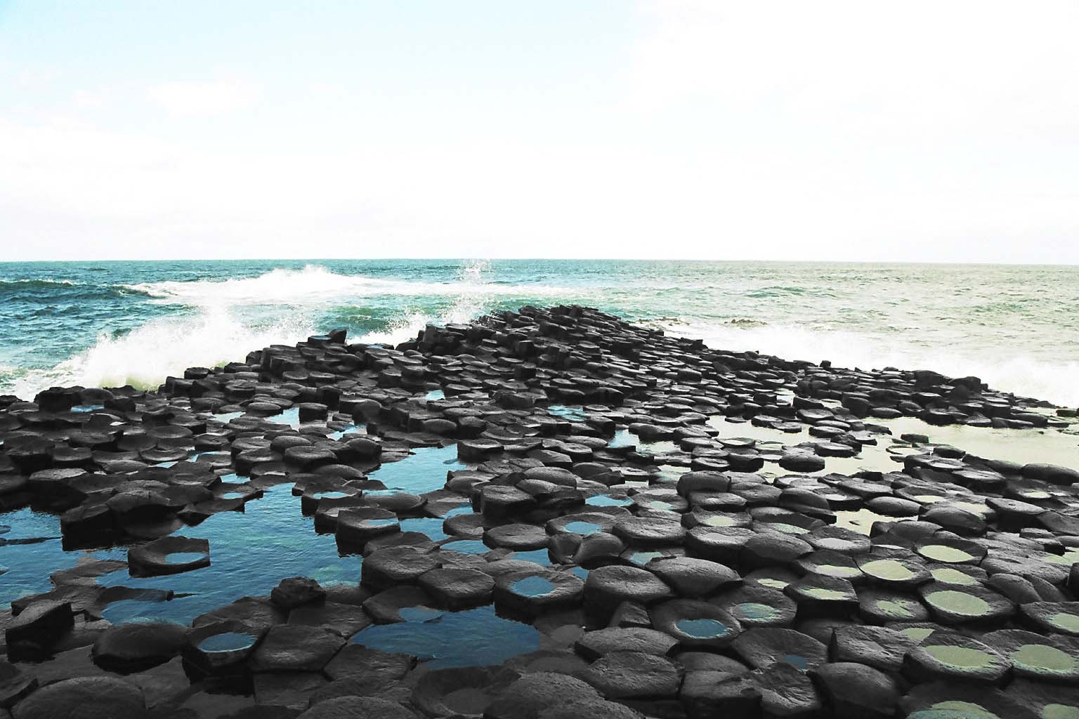 Giants Causeway, Sea, Sky, Rock formation, Ireland, Photohop Wallpaper HD / Desktop and Mobile Background