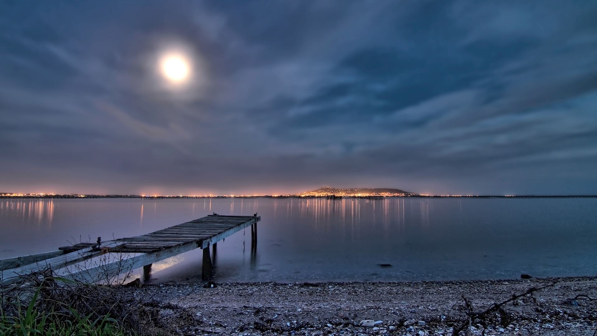 Amazing bridge on sea beach Night view