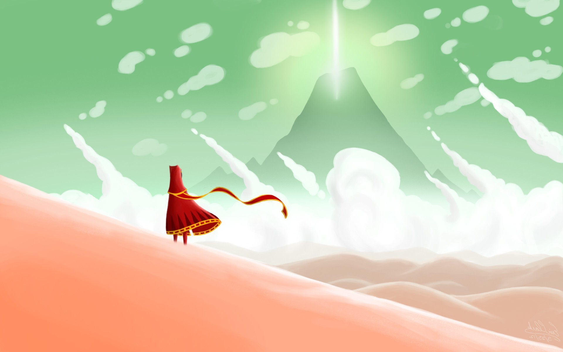 fantasy Art, Red Dress, Video Games, Journey (game) Wallpaper HD / Desktop and Mobile Background