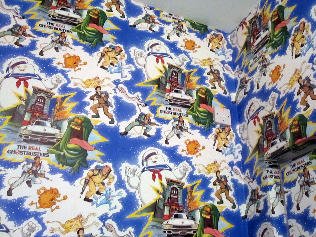 The Real Ghostbusters wallpaper. Bathroom cubical at The Br