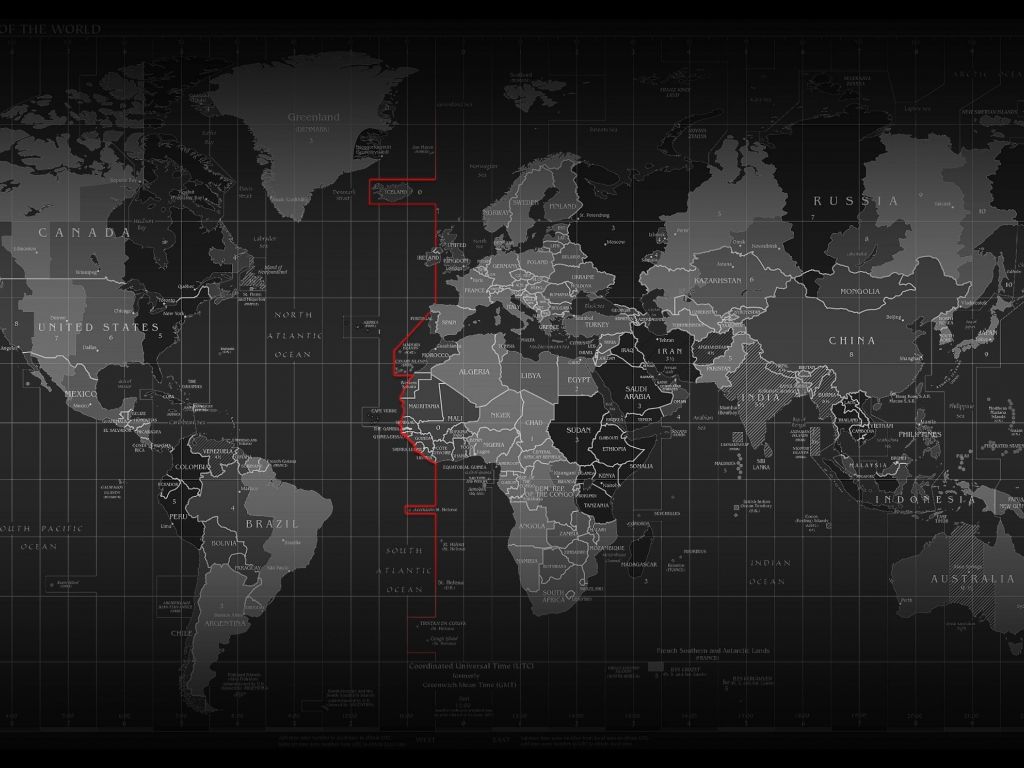 Black And White Map Of The World wallpaper in 1024x768 resolution