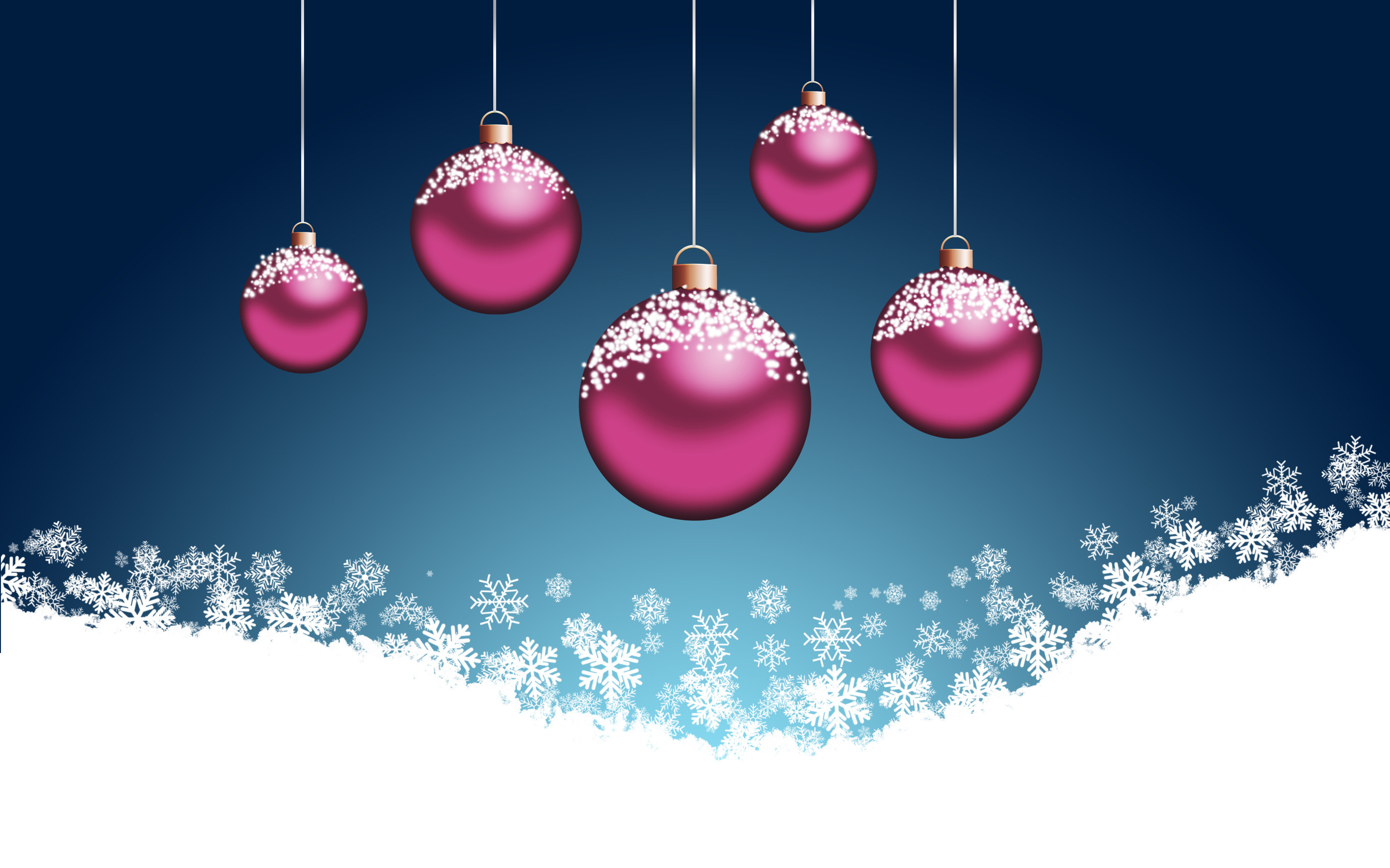 Pink Christmas tree balls on a blue background on Christmas Desktop wallpaper 640x960