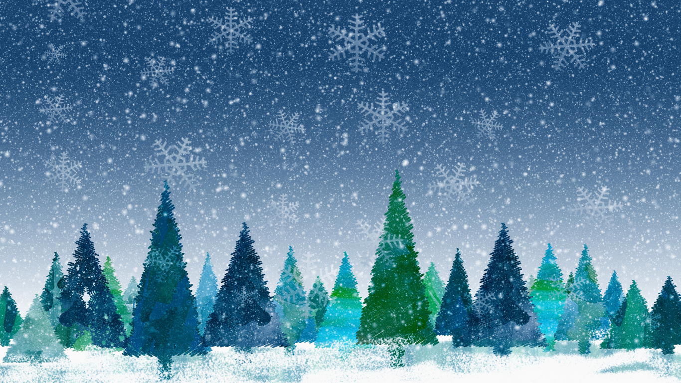 Download wallpaper 1366x768 christmas, decorations, trees, snowflakes, artwork, tablet, laptop, 1366x768 HD background, 17130