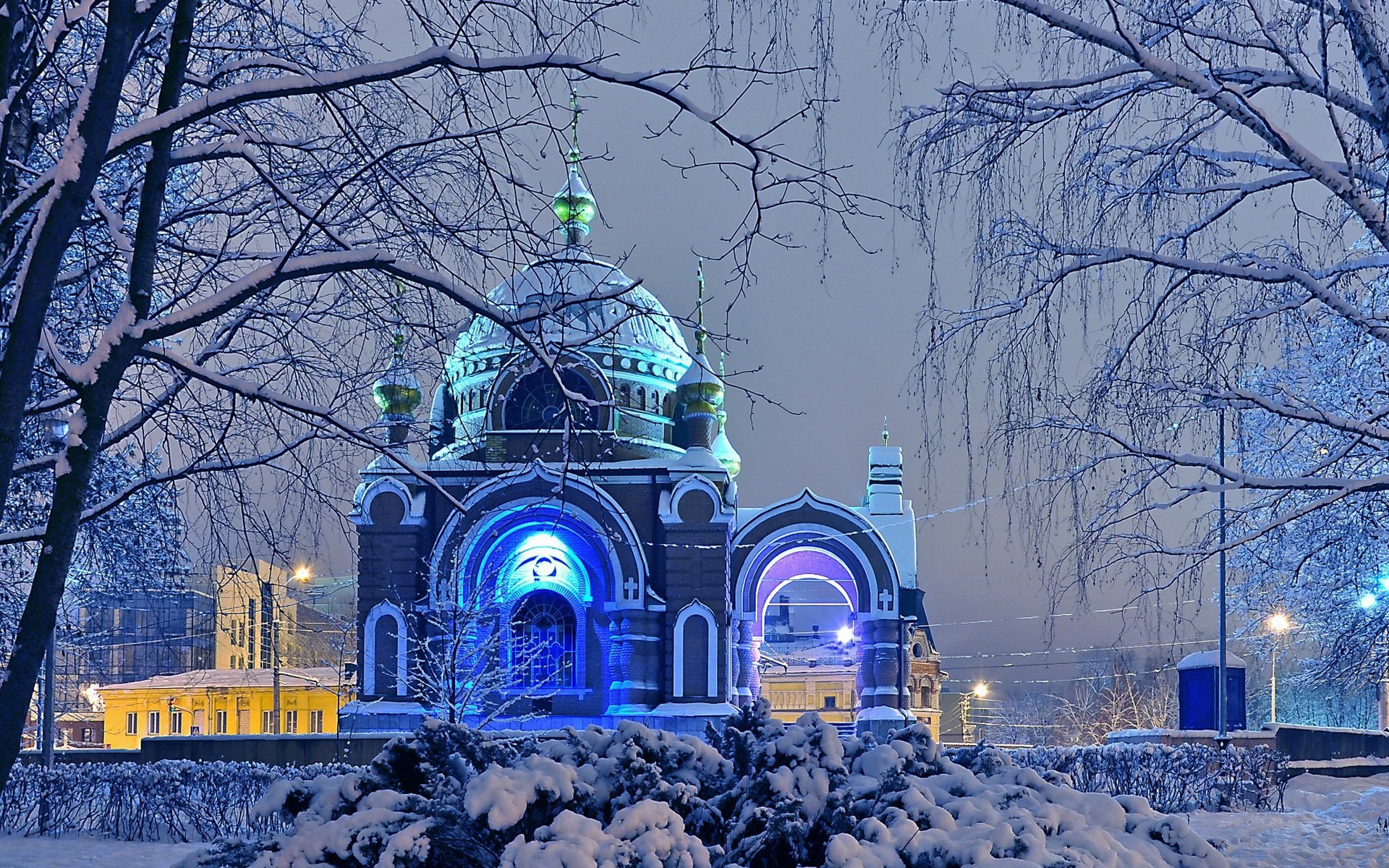Russian Winter Cathedral HD wallpaper