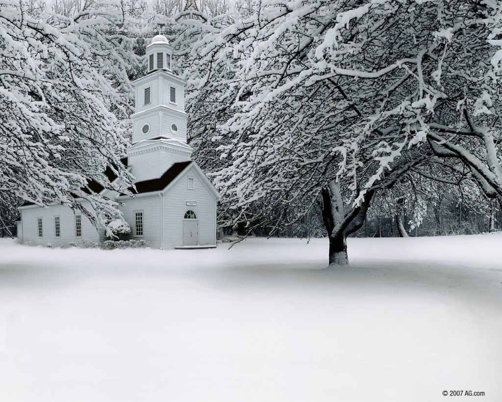 Snowy Church Wallpaper