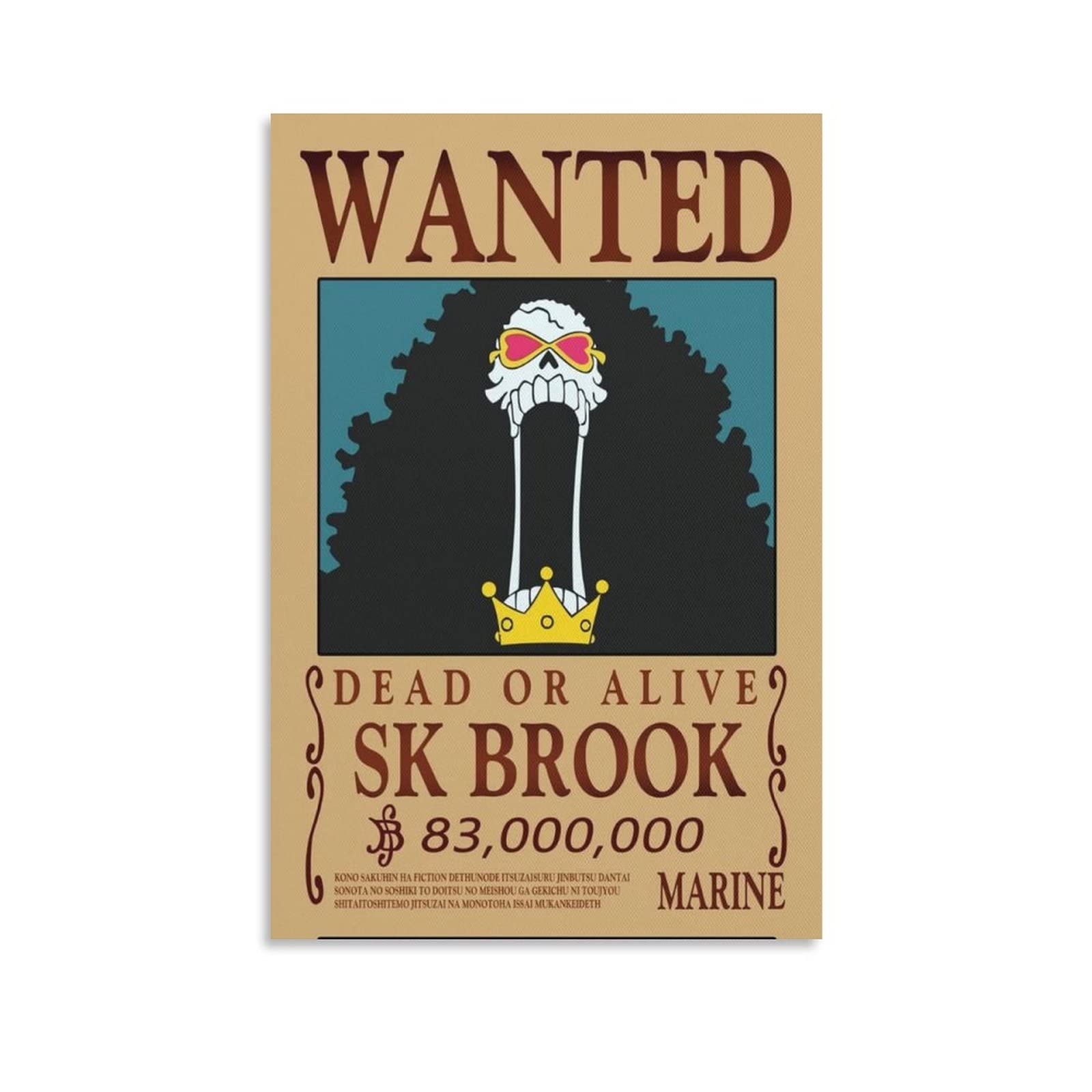 Brook One Piece Poster Wanted Beach Towel by Anime One Piece - Pixels