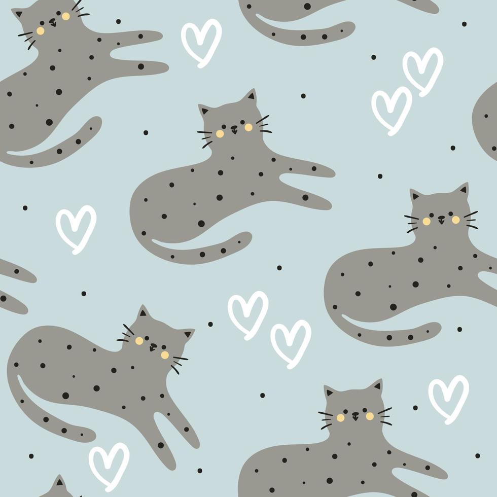 seamless pattern hand drawing cartoon cat. for kids wallpaper, fabric print, textile, gift wrapping paper