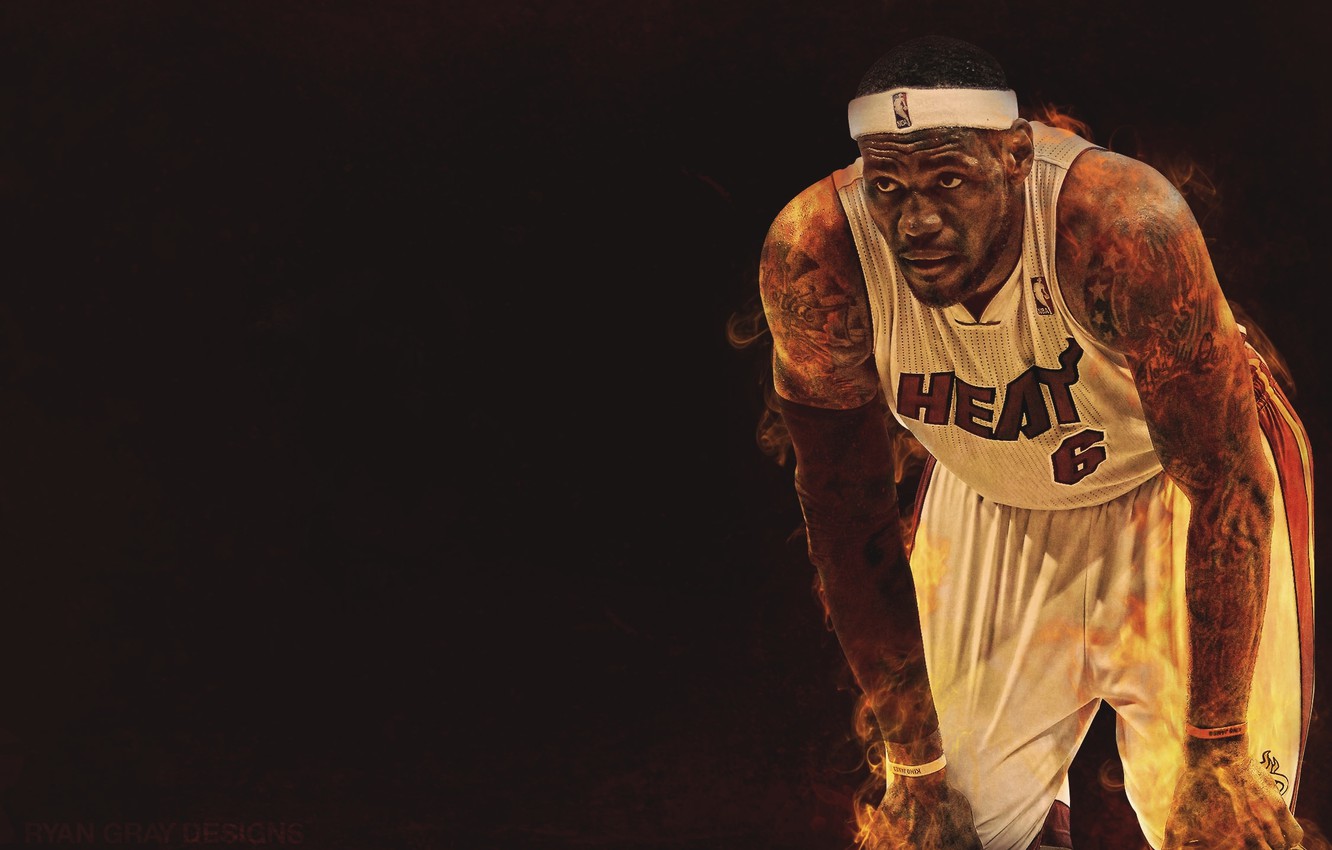 Wallpaper Fire, Basketball, NBA, LeBron James, Miami Heat, Player image for desktop, section спорт