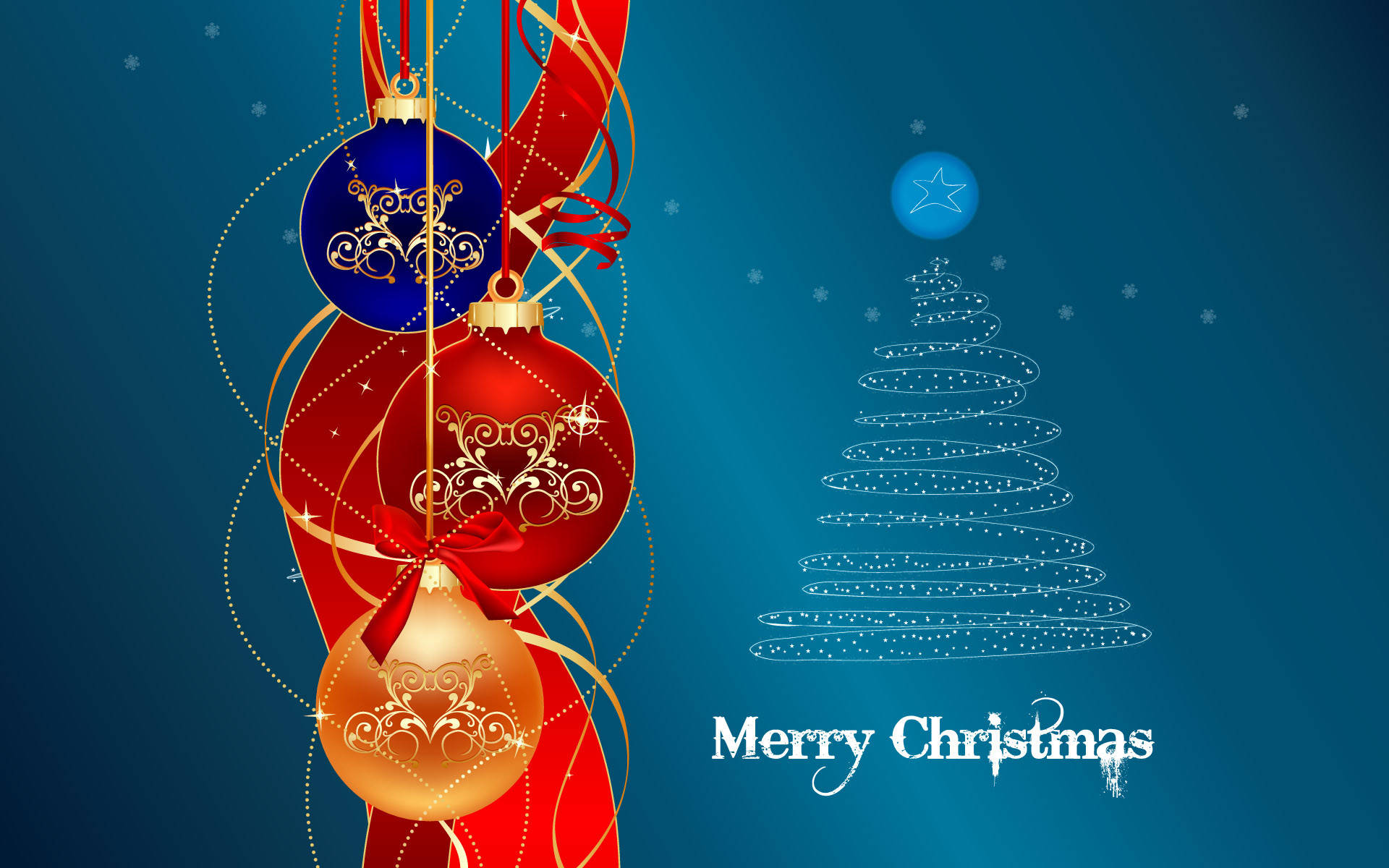 Download Blue And Red Merry Christmas HD Wallpaper