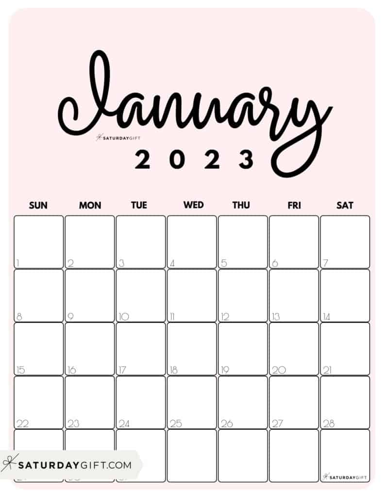January Calendar (&Free) Printable January 2023 Calendar Designs