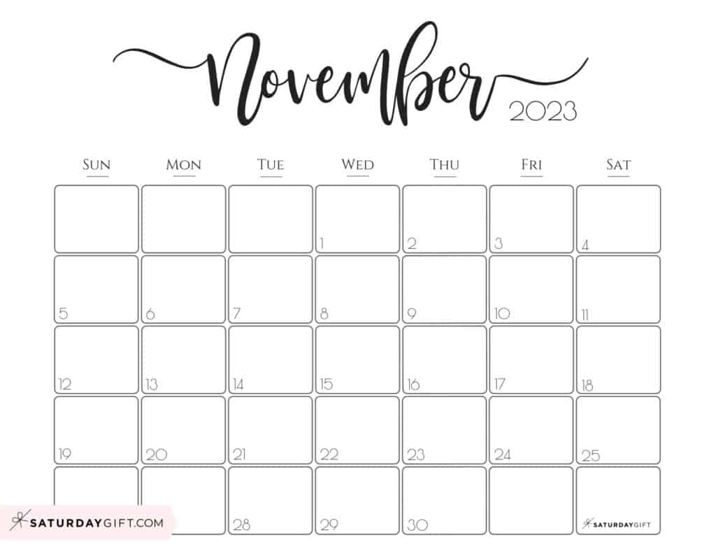 Elegant Printable Calendar 2023 by SaturdayGift' Favorite