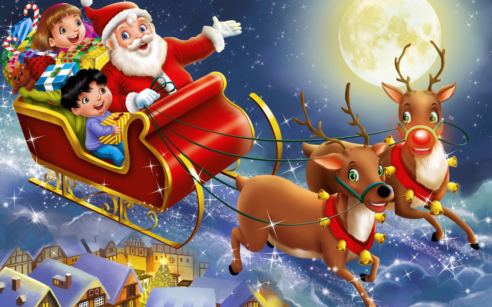 Christmas Santa with Sleigh Background​-Quality Free Image and Transparent PNG Clipart