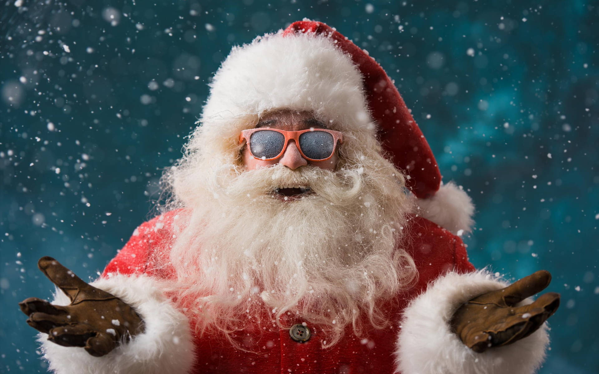 Download Comic Santa With Sunglasses Wallpaper