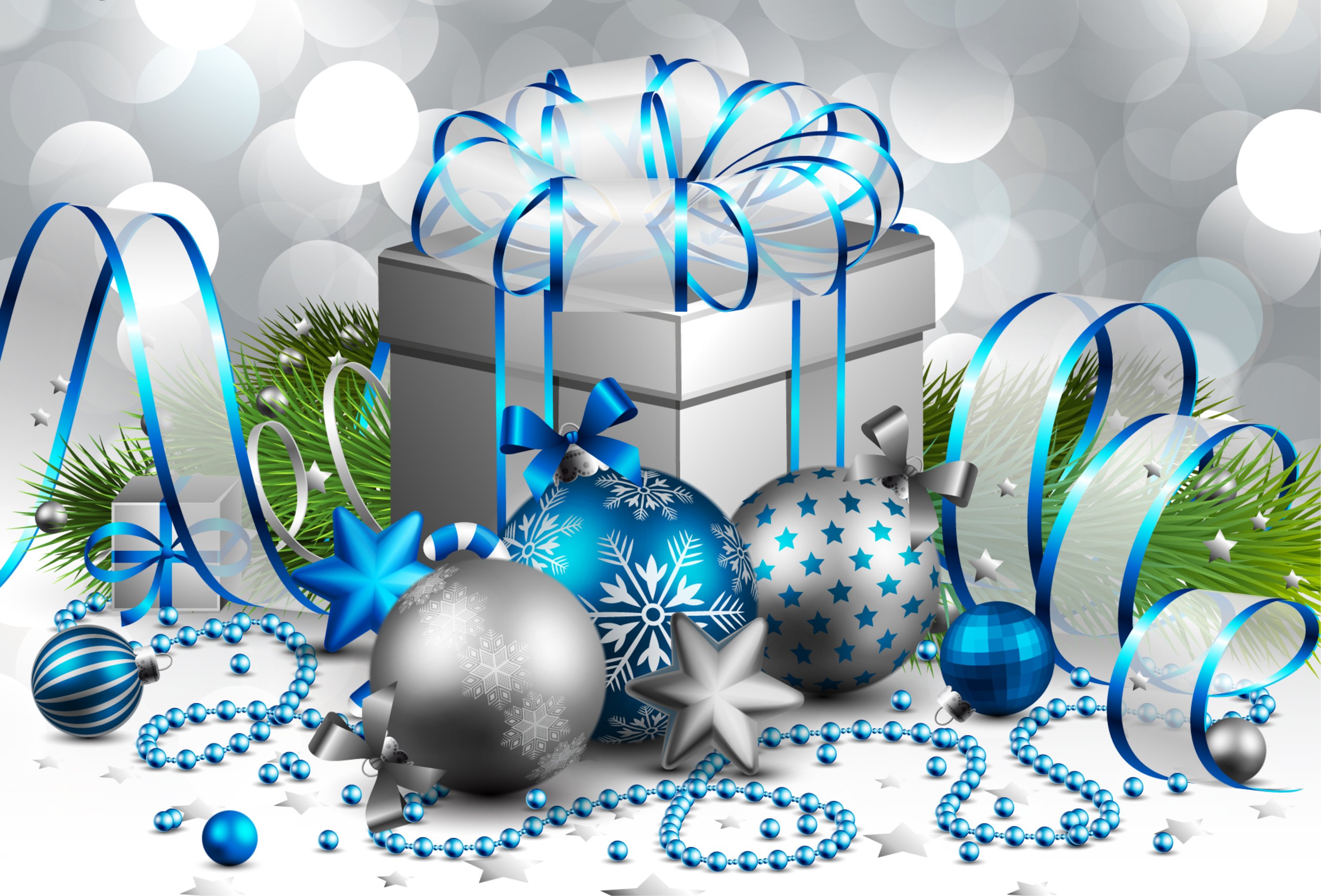 Picture in silver colors on Christmas Desktop wallpaper 1680x1050
