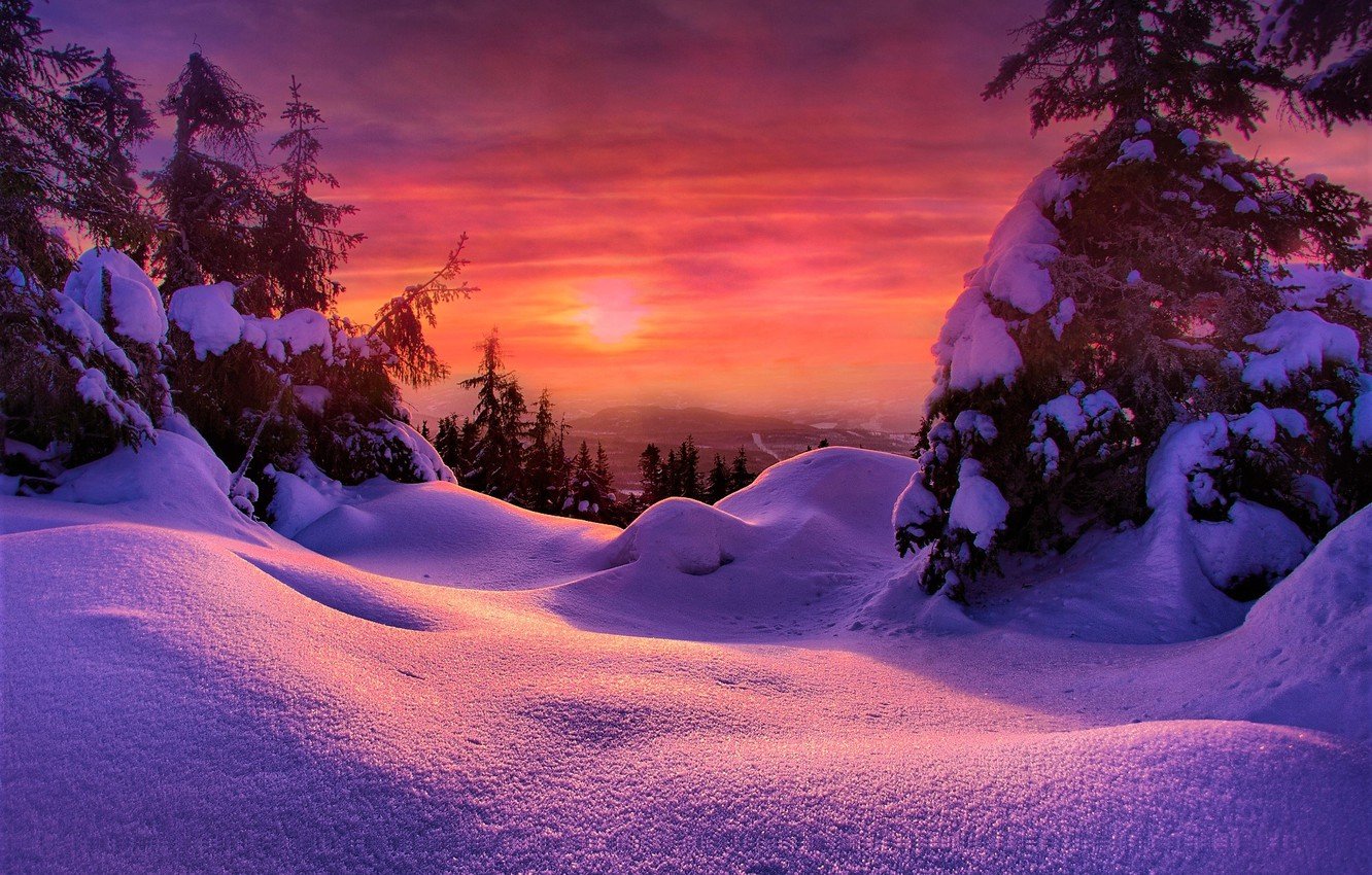 Snowy Sunset Wallpapers - Wallpaper Cave