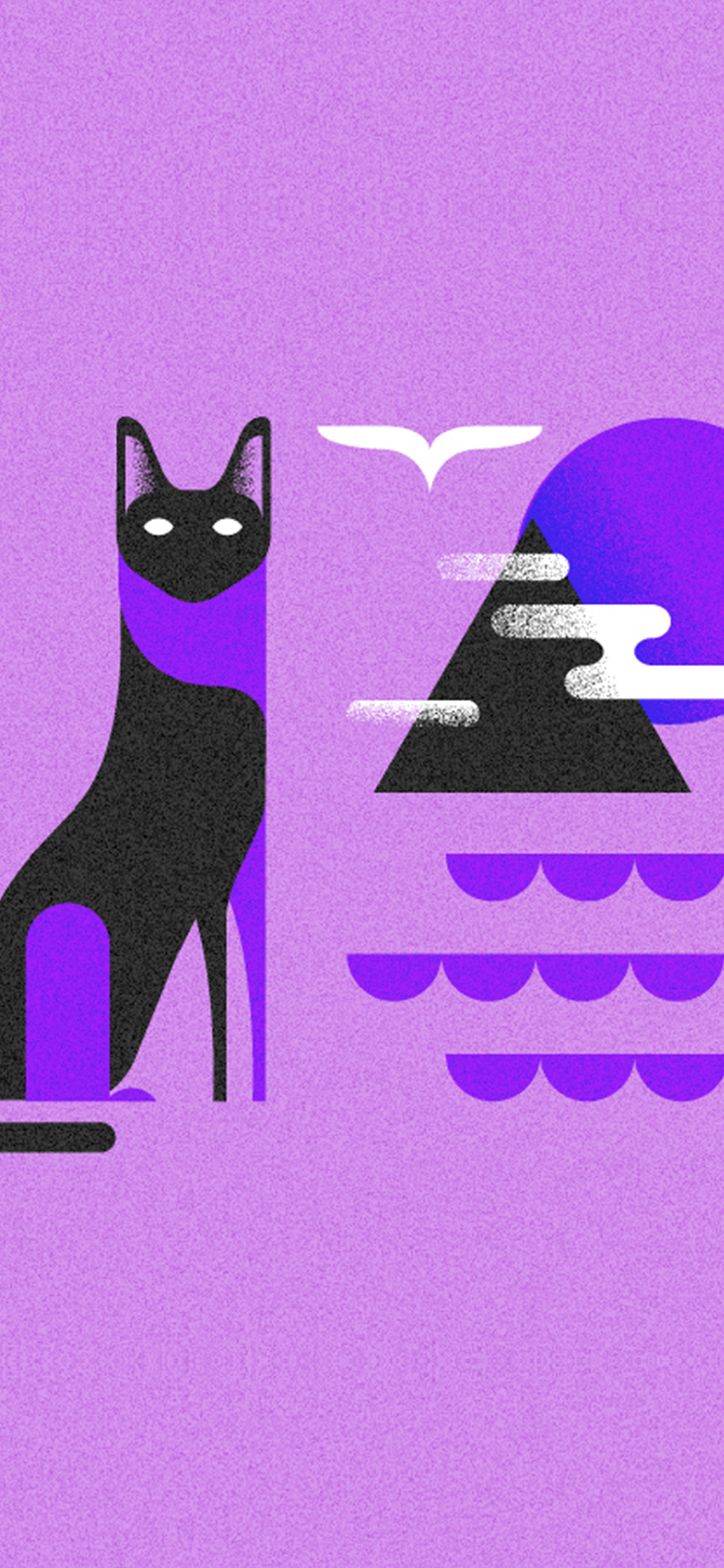 Art Cat Illust Minimal Simple Purple Wallpaper