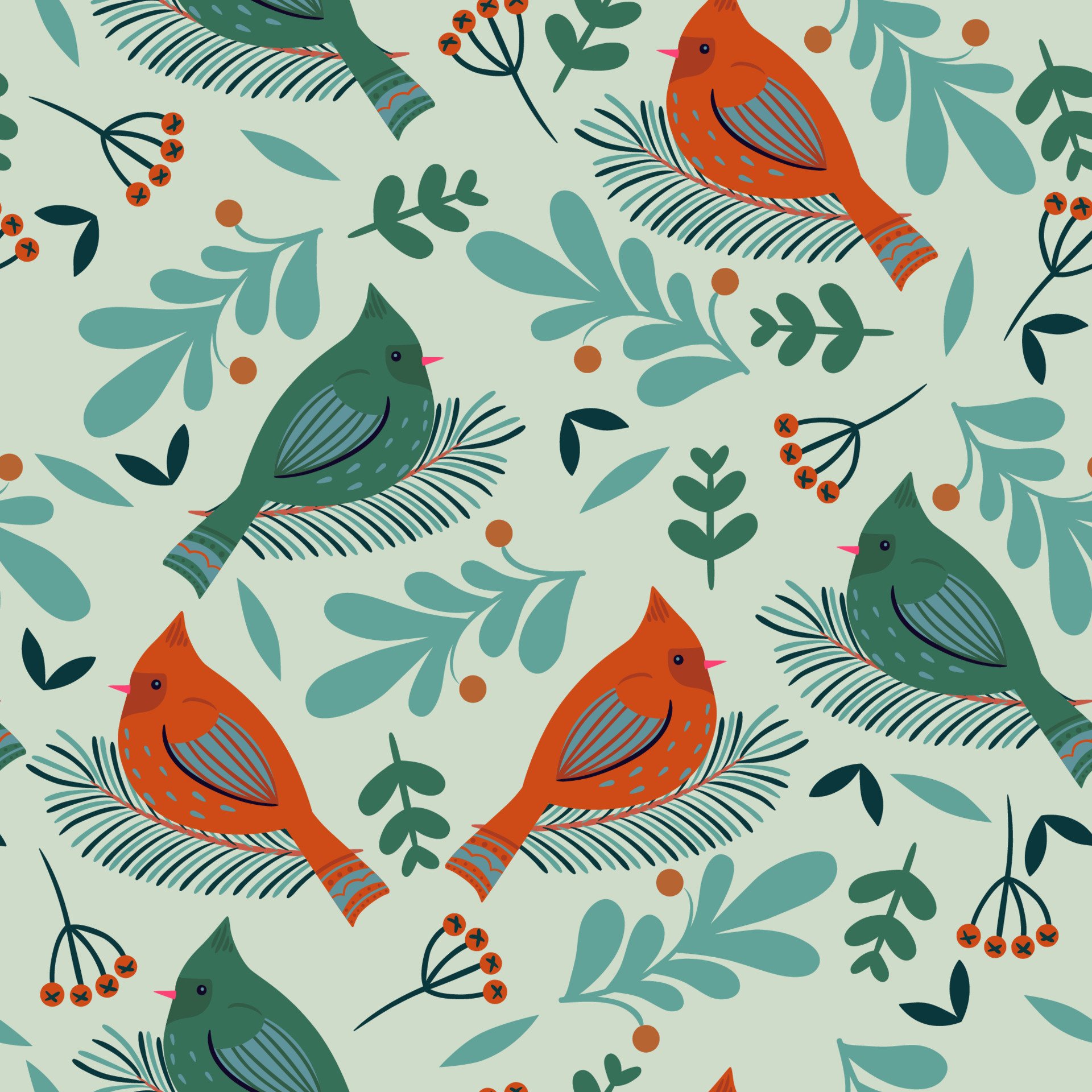 Winter Bird Pattern Wallpapers - Wallpaper Cave