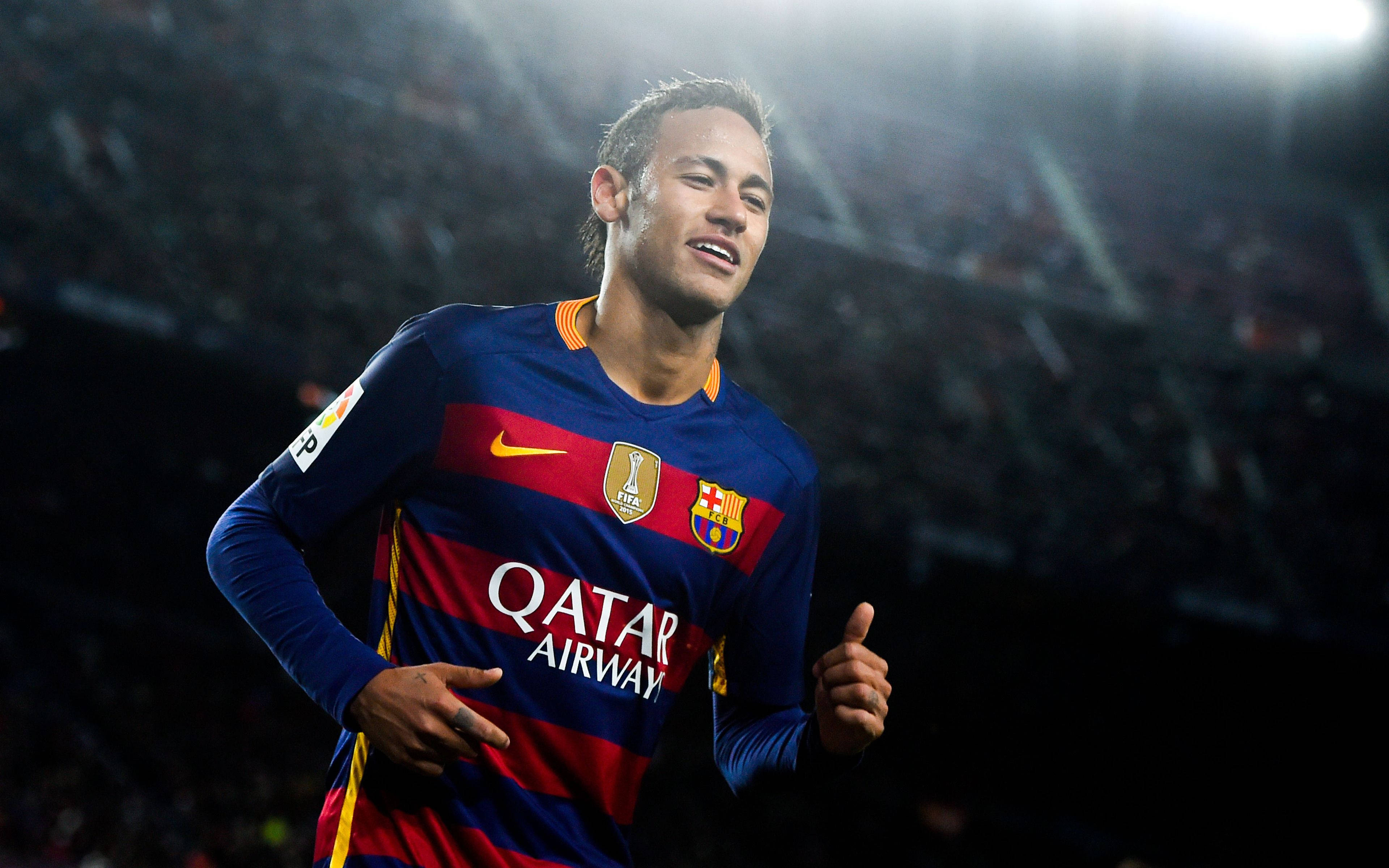 Download Neymar Showing His Enthusiasm for FC Barcelona Wallpaper