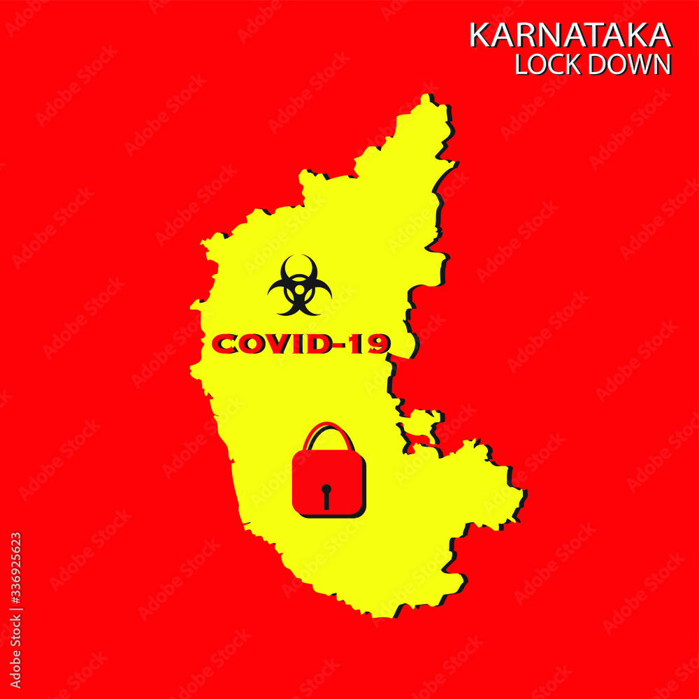 Complete Lockdown Of Karnataka Due To Coronavirus Covid 19 Out Break With Karnataka Map Bangalore Bengaluru Stock Vector