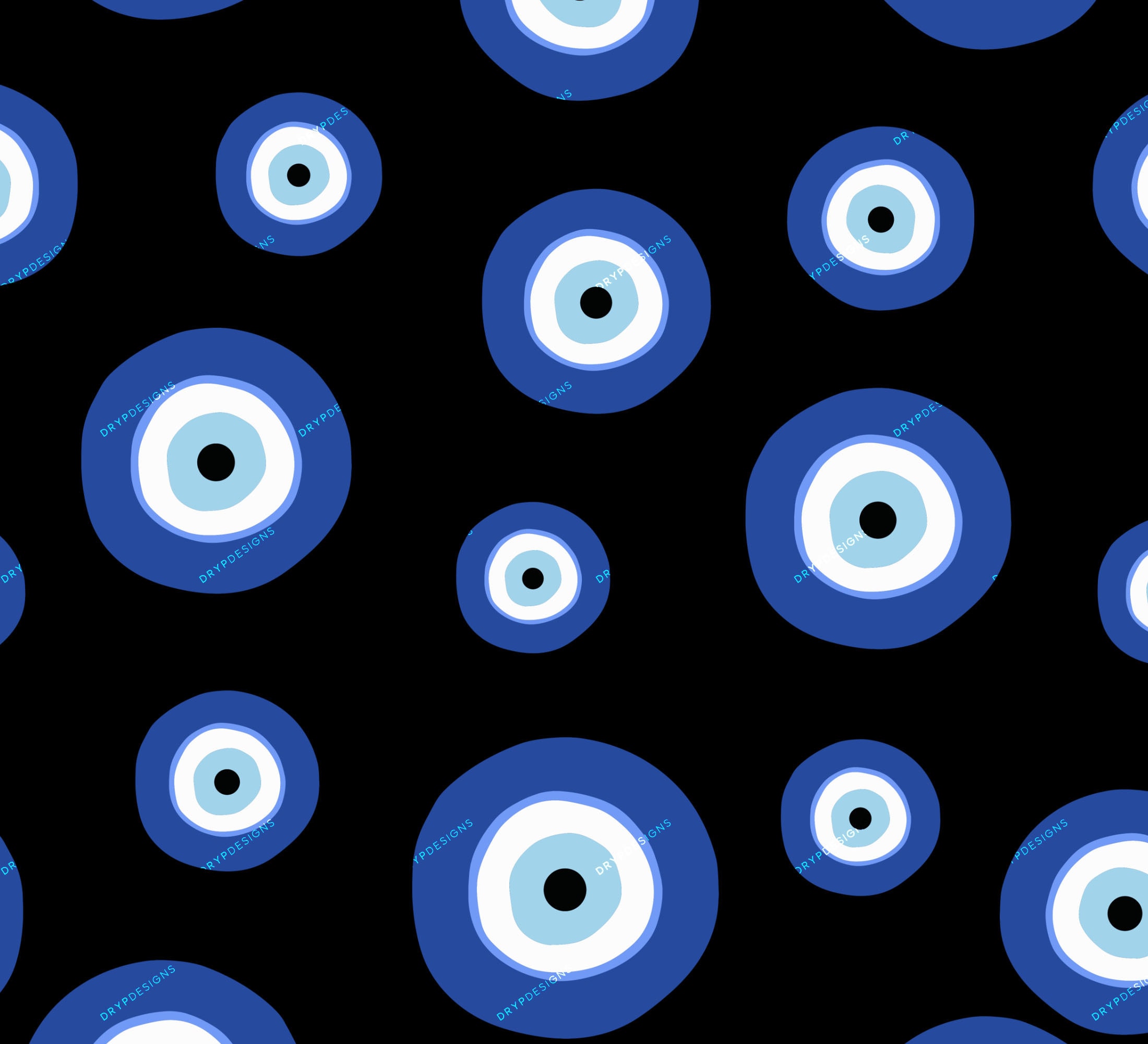 Greek Evil Eye PNG Seamless Pattern Overlay Blue Evil Eye