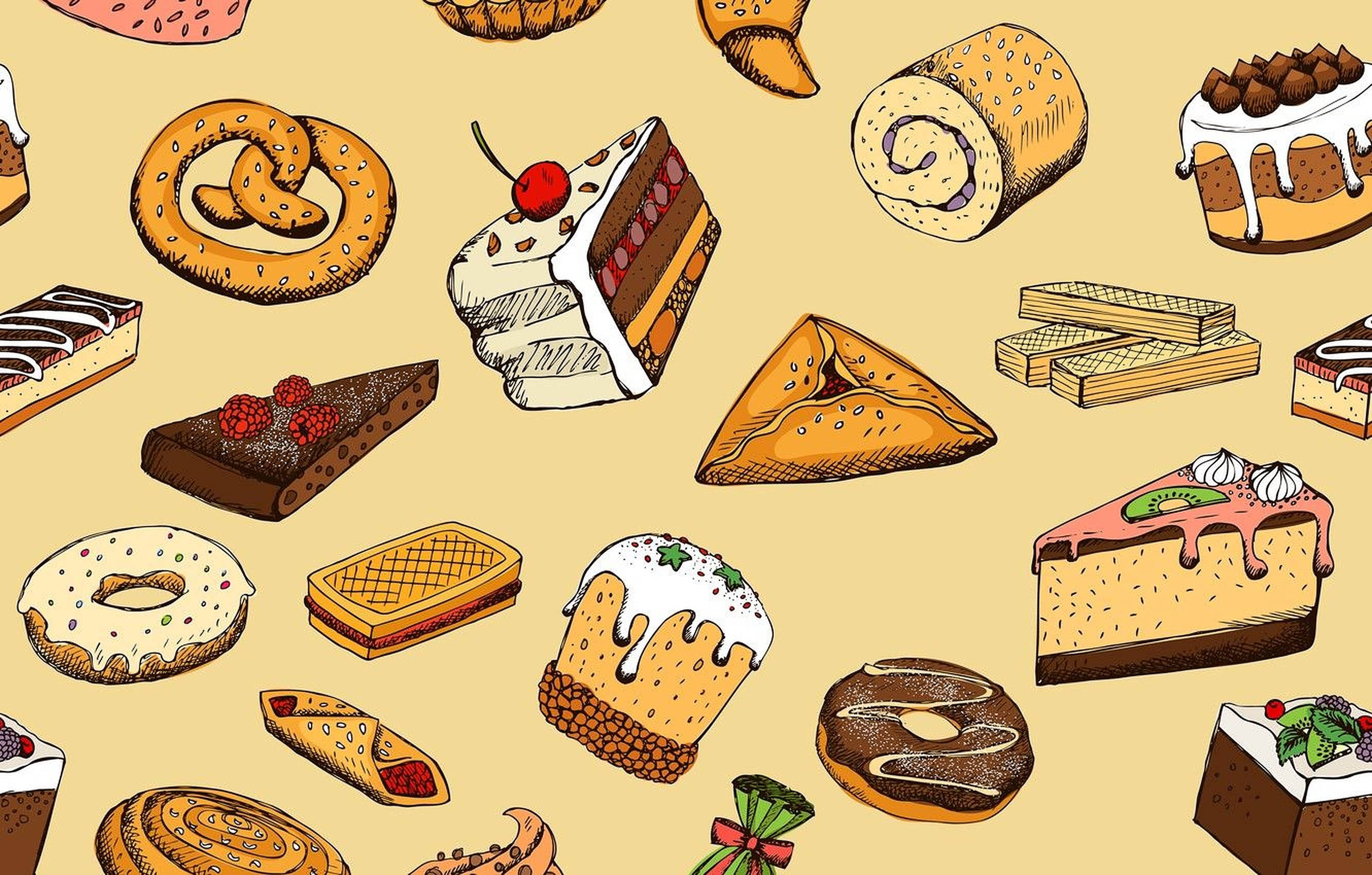 Download Bakery Goods Pattern Wallpaper