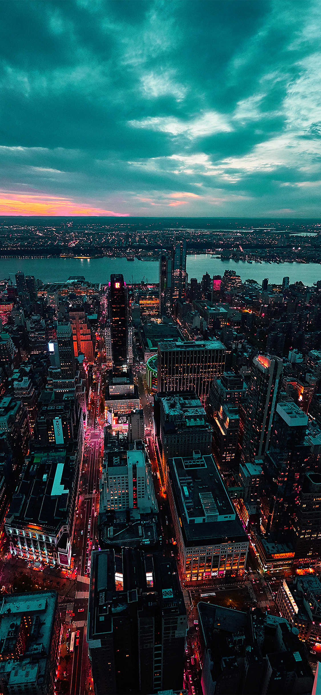 city view sunset river sky cloud nature green red