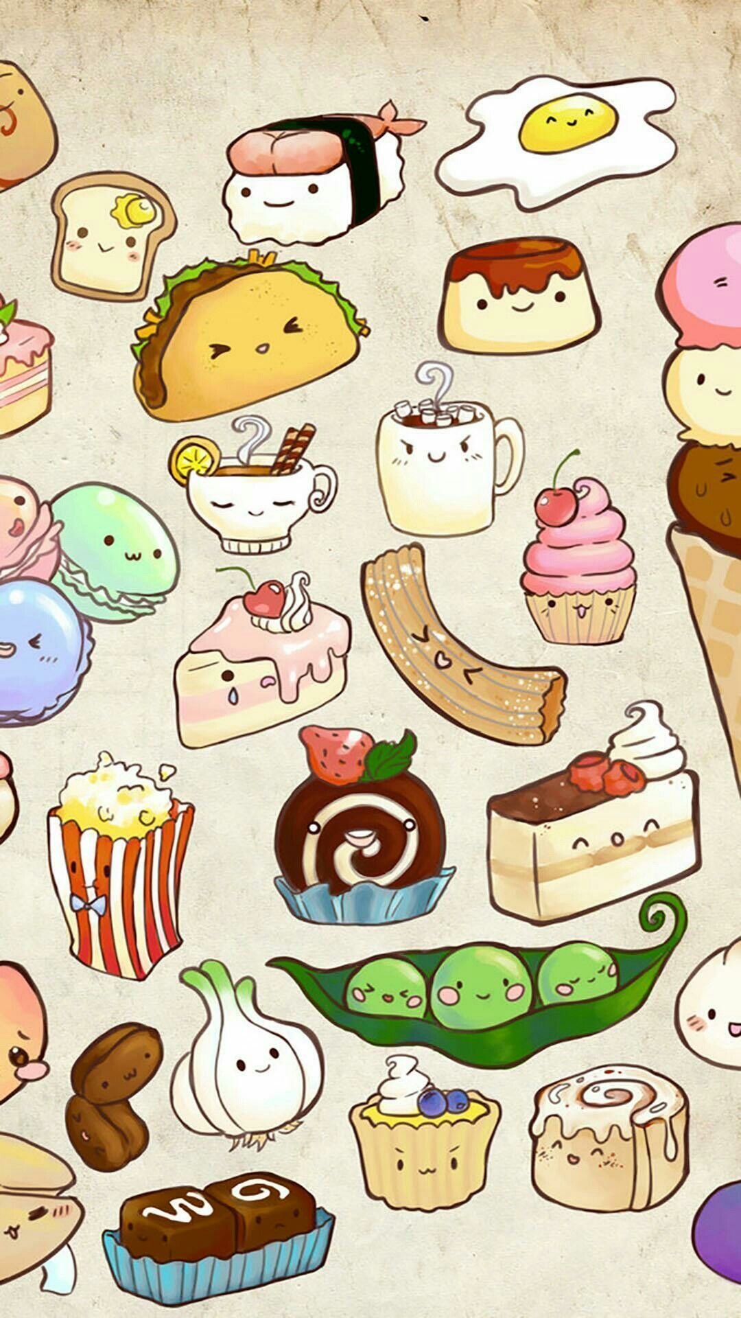 48) Cute Food Wallpaper 2K Image go wallpaper. Food wallpaper, Como dibujar pies, Dibujos kawaii