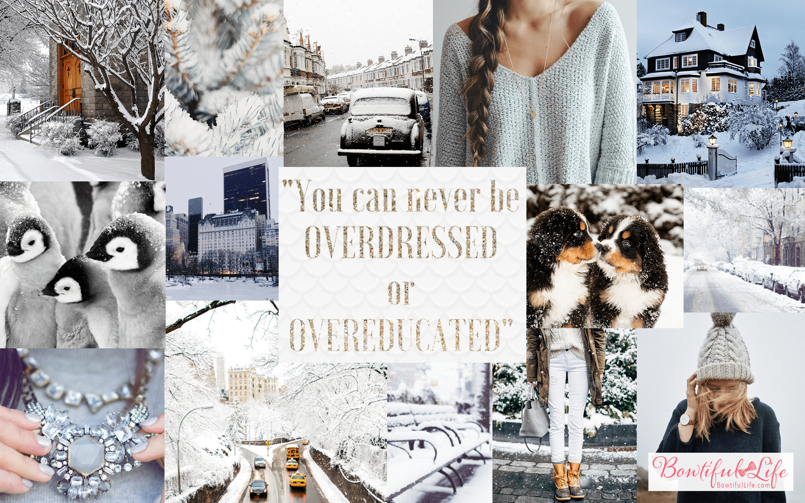 Sparkling Snowfall Bowtiful Wallpaper