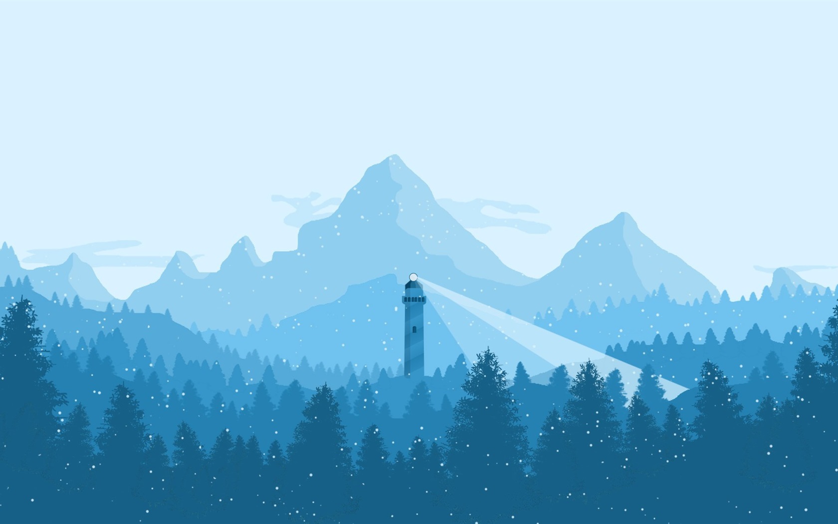 Wallpaper Mountains, trees, snowy, lighthouse, winter, art picture 1920x1080 Full HD 2K Picture, Image
