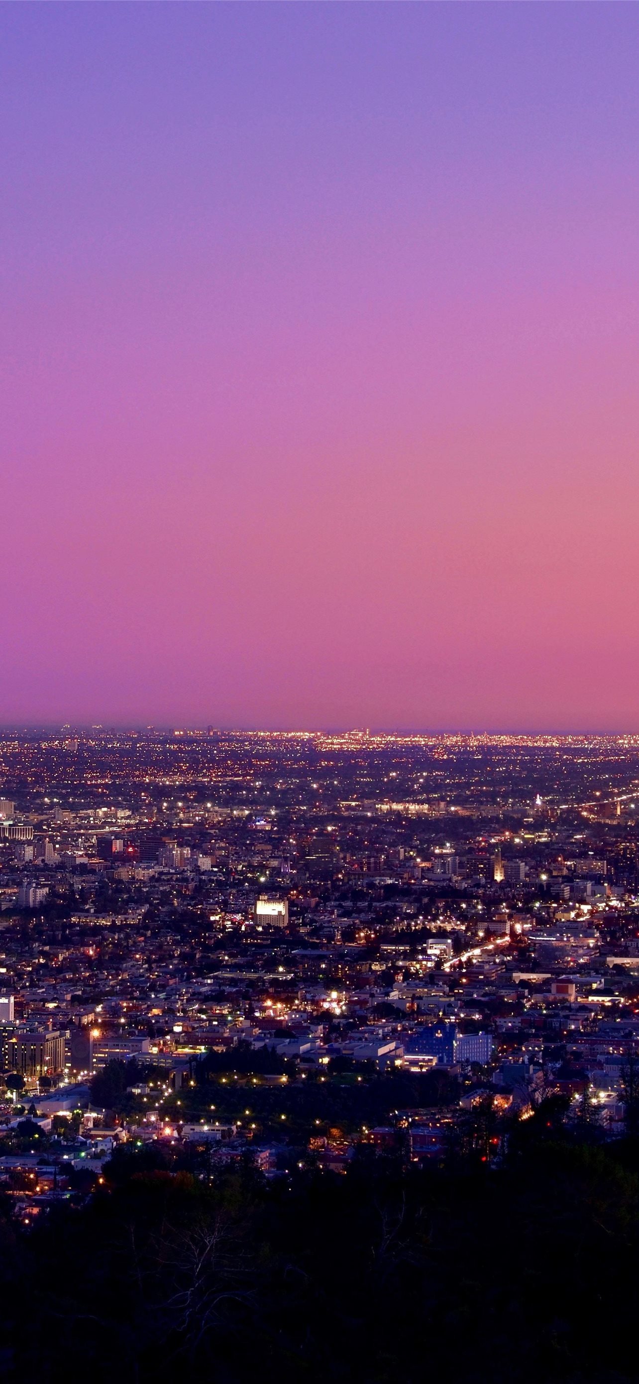 Los Angeles at Night Pink Sky Sony Xperia X XZ Z5. iPhone Wallpaper Free Download