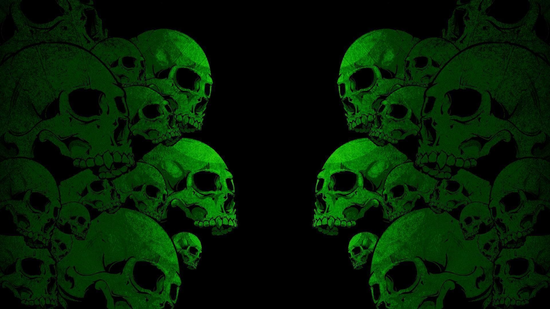Green Skull Headphones Wallpaper