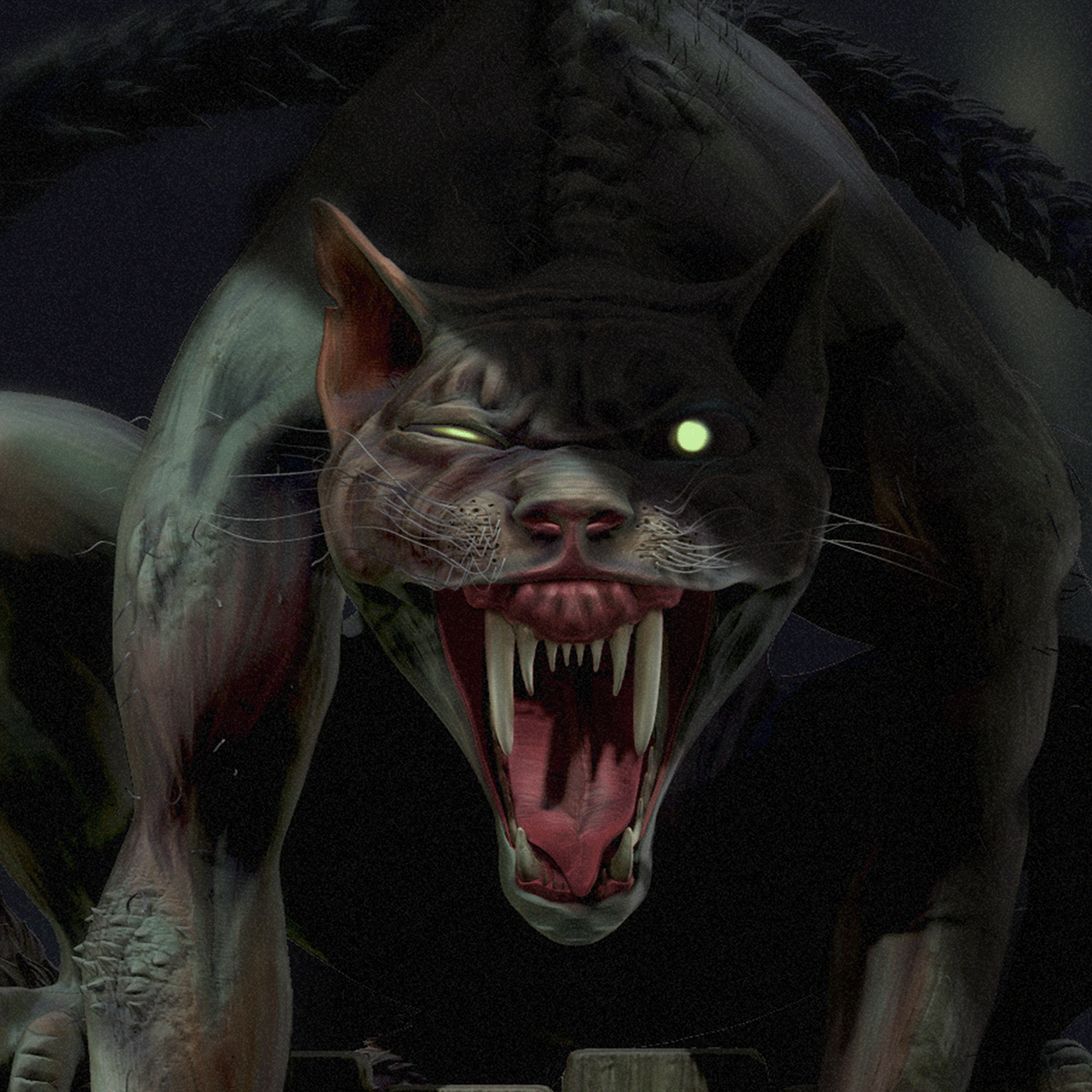 Werecat 3D sculpture inspired by Anna Podedworna art