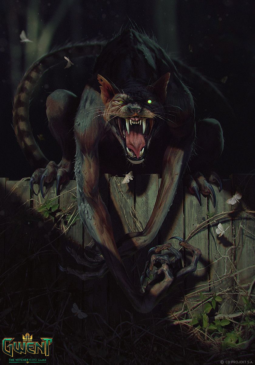 Werecat Card, Anna Podedworna. Mythical creatures art, Dark fantasy art, Creatures