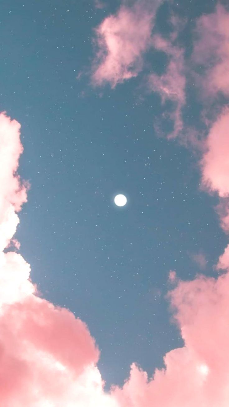 Full moon in pink sky by matialonsor- hanna84200 #Full #hanna84200 #matialonsor #Moon #nature. Pink sky, Aesthetic pastel wallpaper, Nature wallpaper