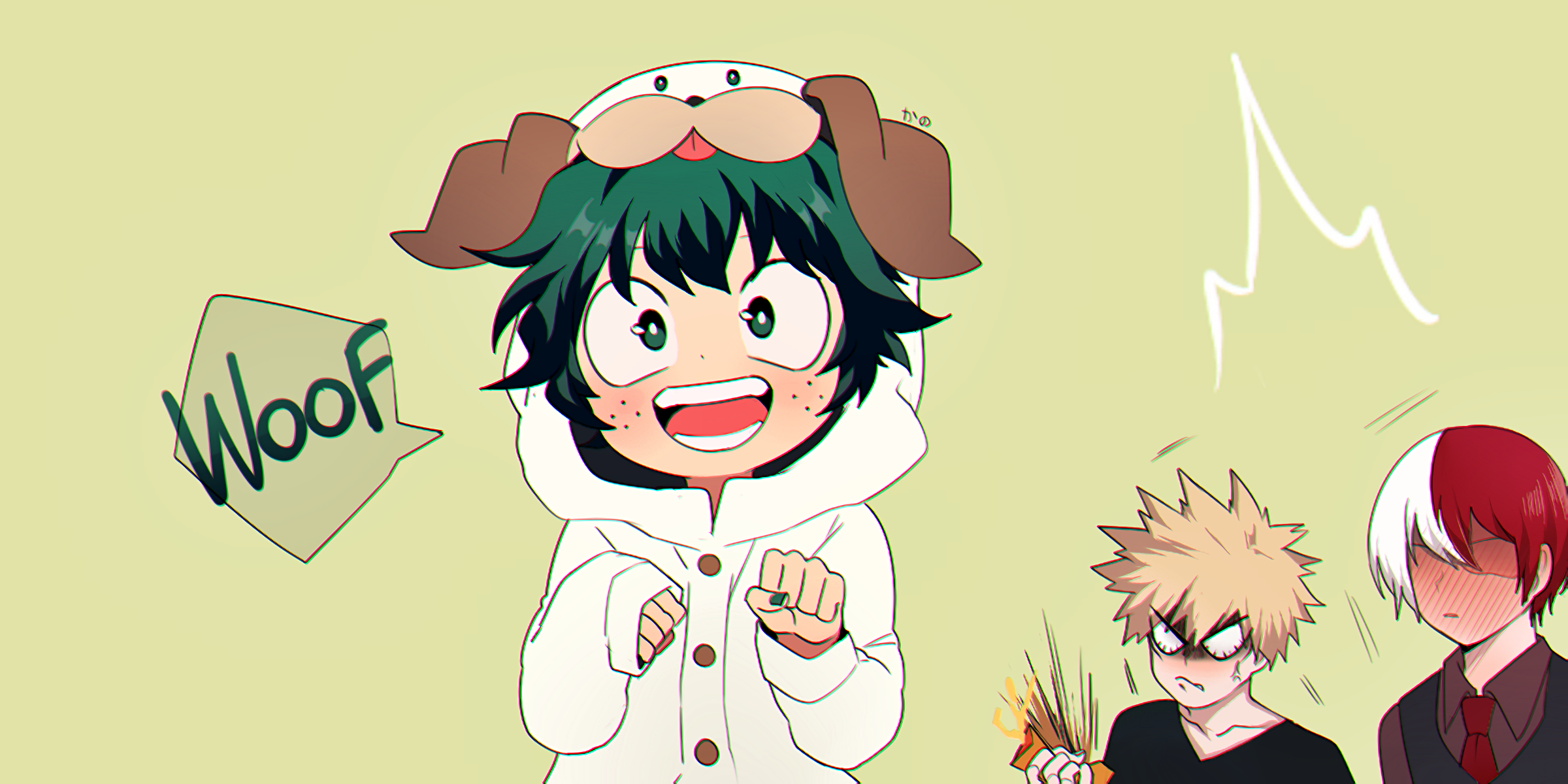 Boku No Hero Academia Todoroki Sh To Izuku Midoriya Bakug Katsuki Wallpaper:2400x1200