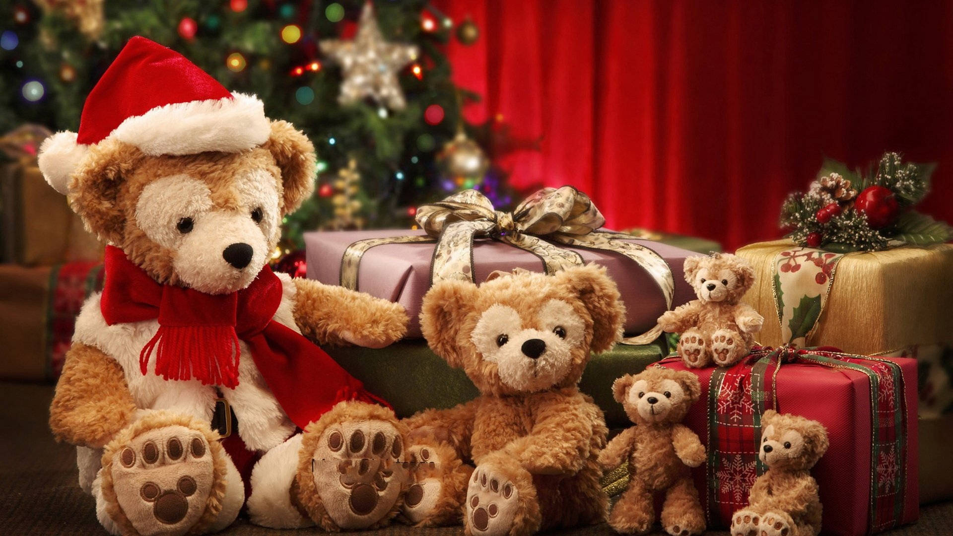 Download Merry Christmas Duffy The Disney Bear Wallpaper