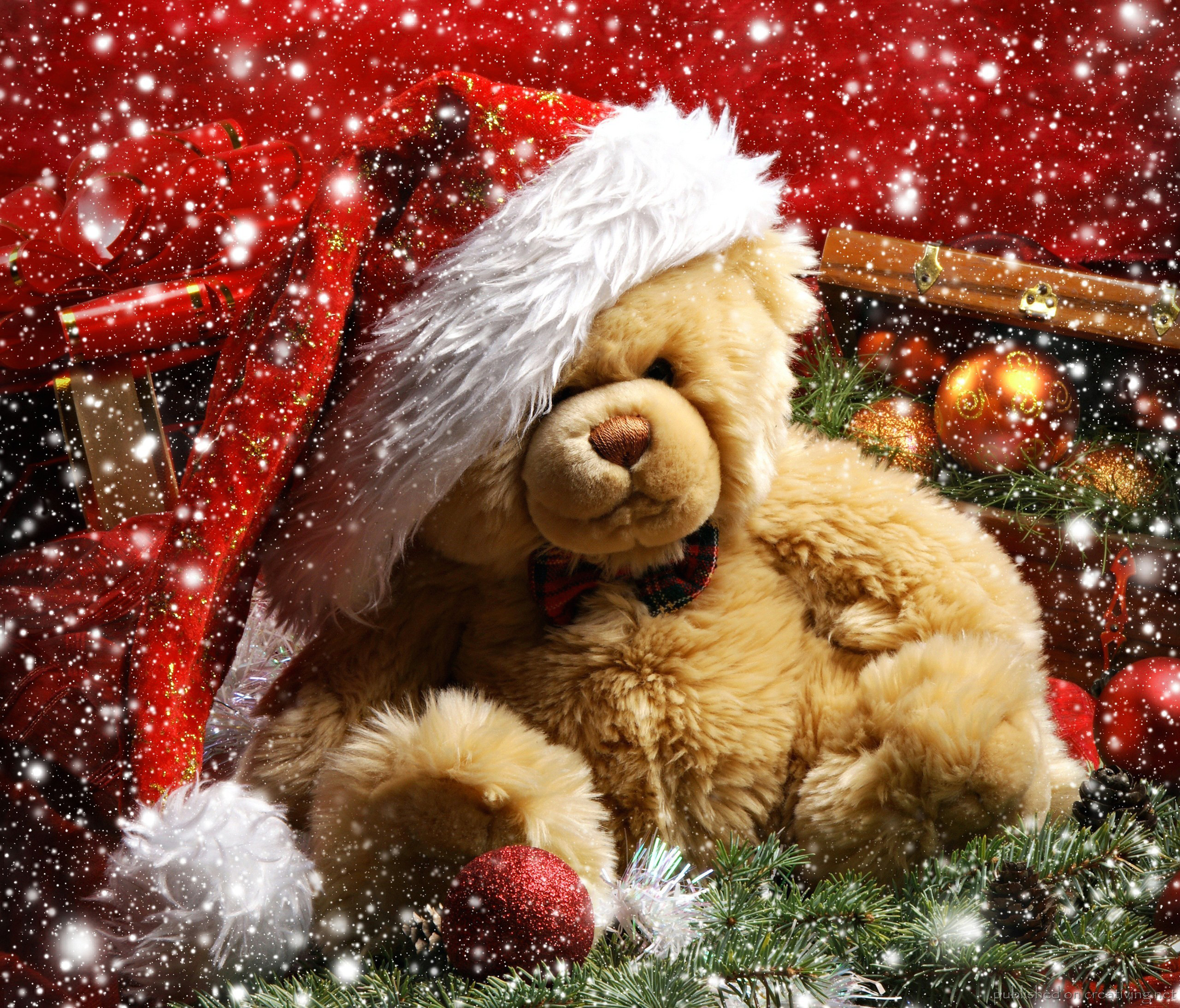 Christmas Background with Cute Teddy Bear​-Quality Free Image and Transparent PNG Clipart