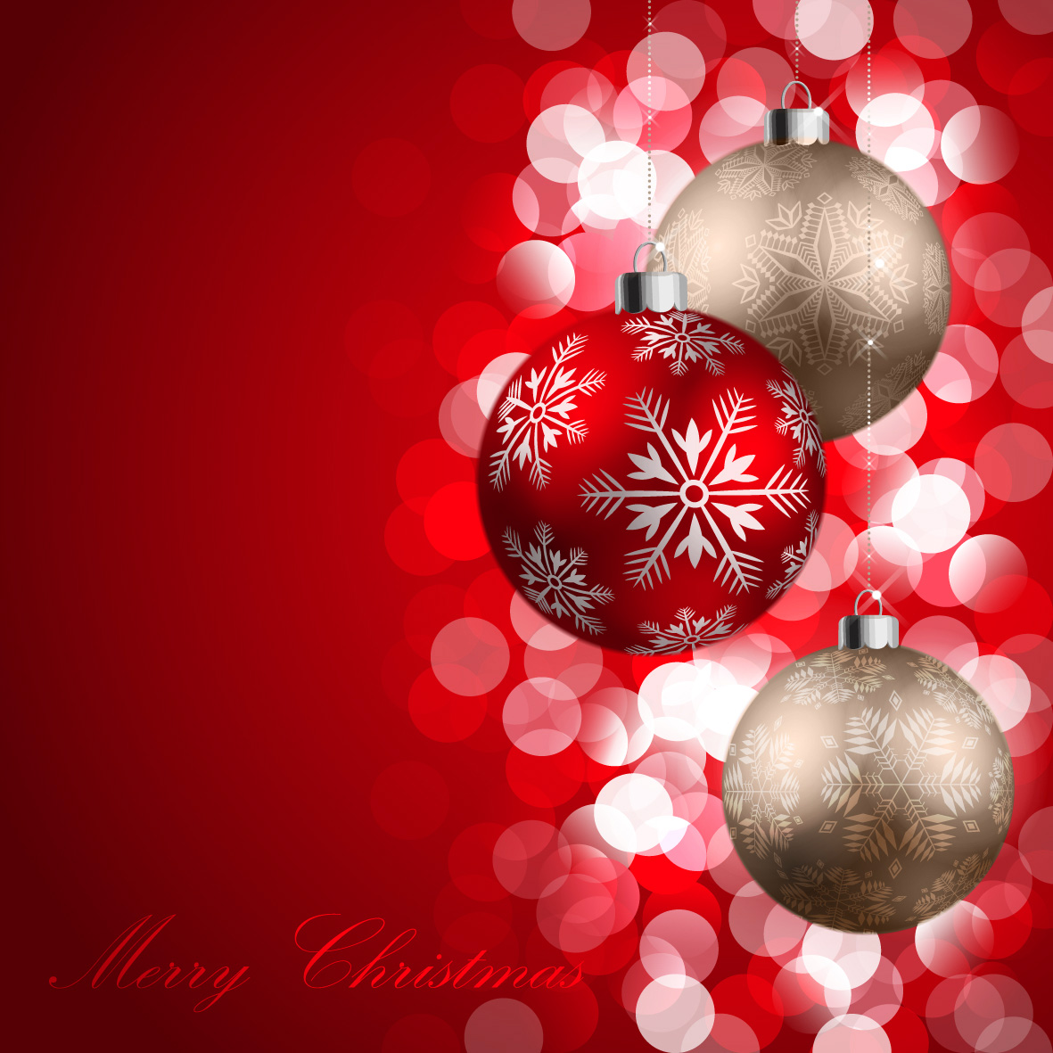 Merry Christmas Red Background with Ornaments​-Quality Free Image and Transparent PNG Clipart