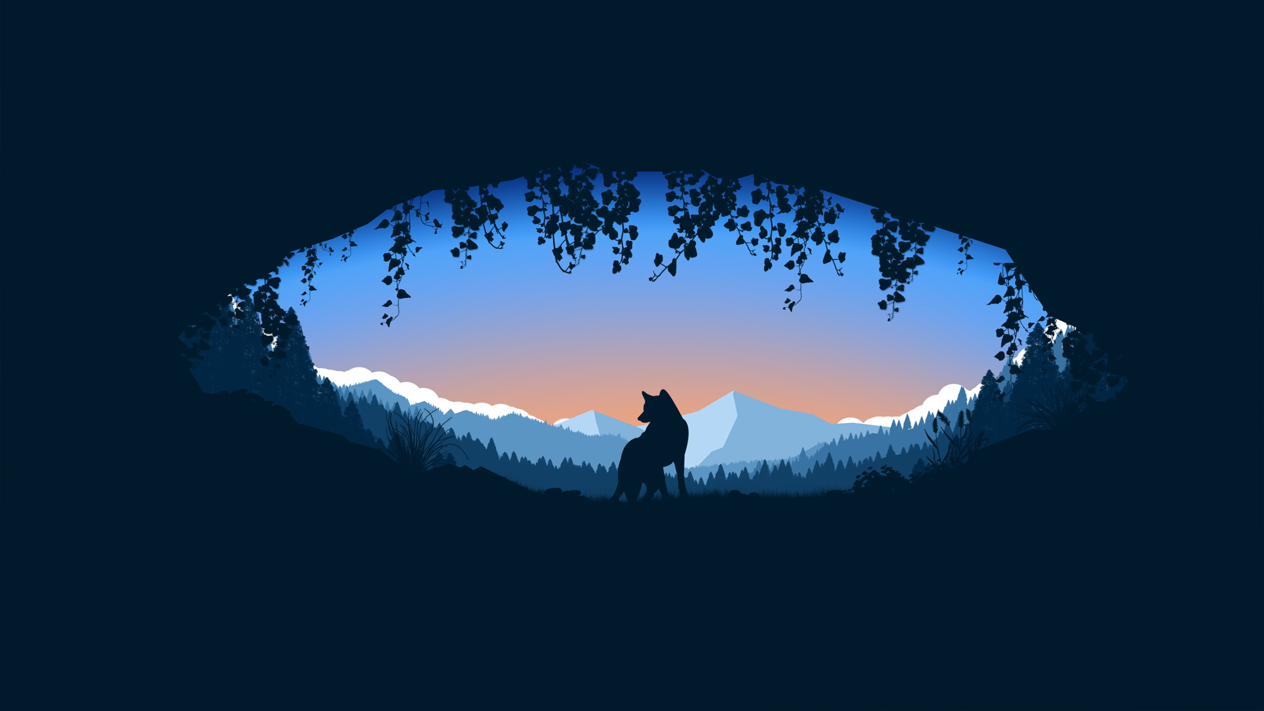 Digital Art, Fox, Landscape, Nature, Fantasy Art, Minimalism