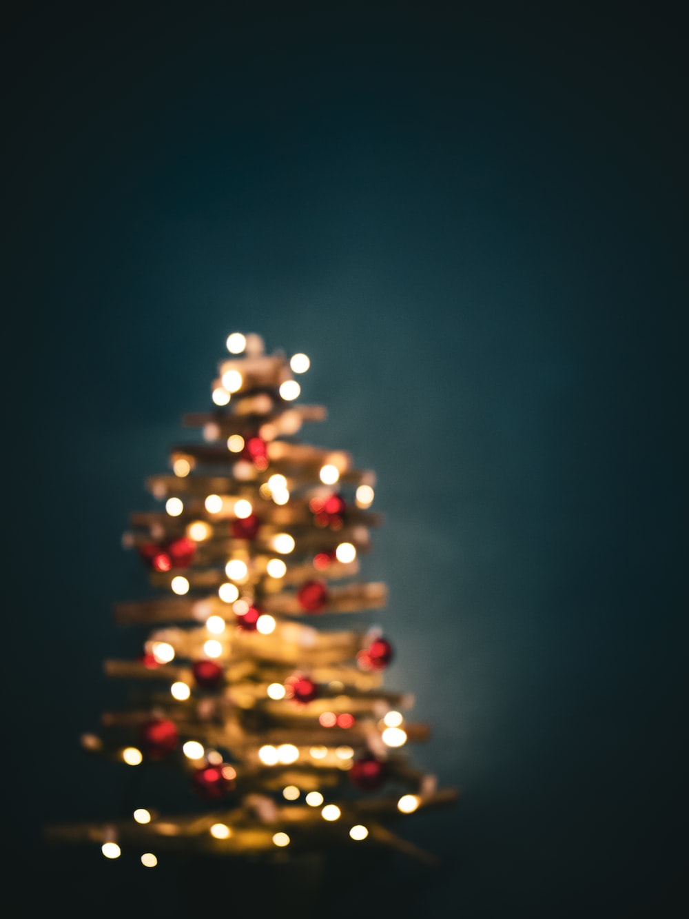 green Christmas tree with baubles photo