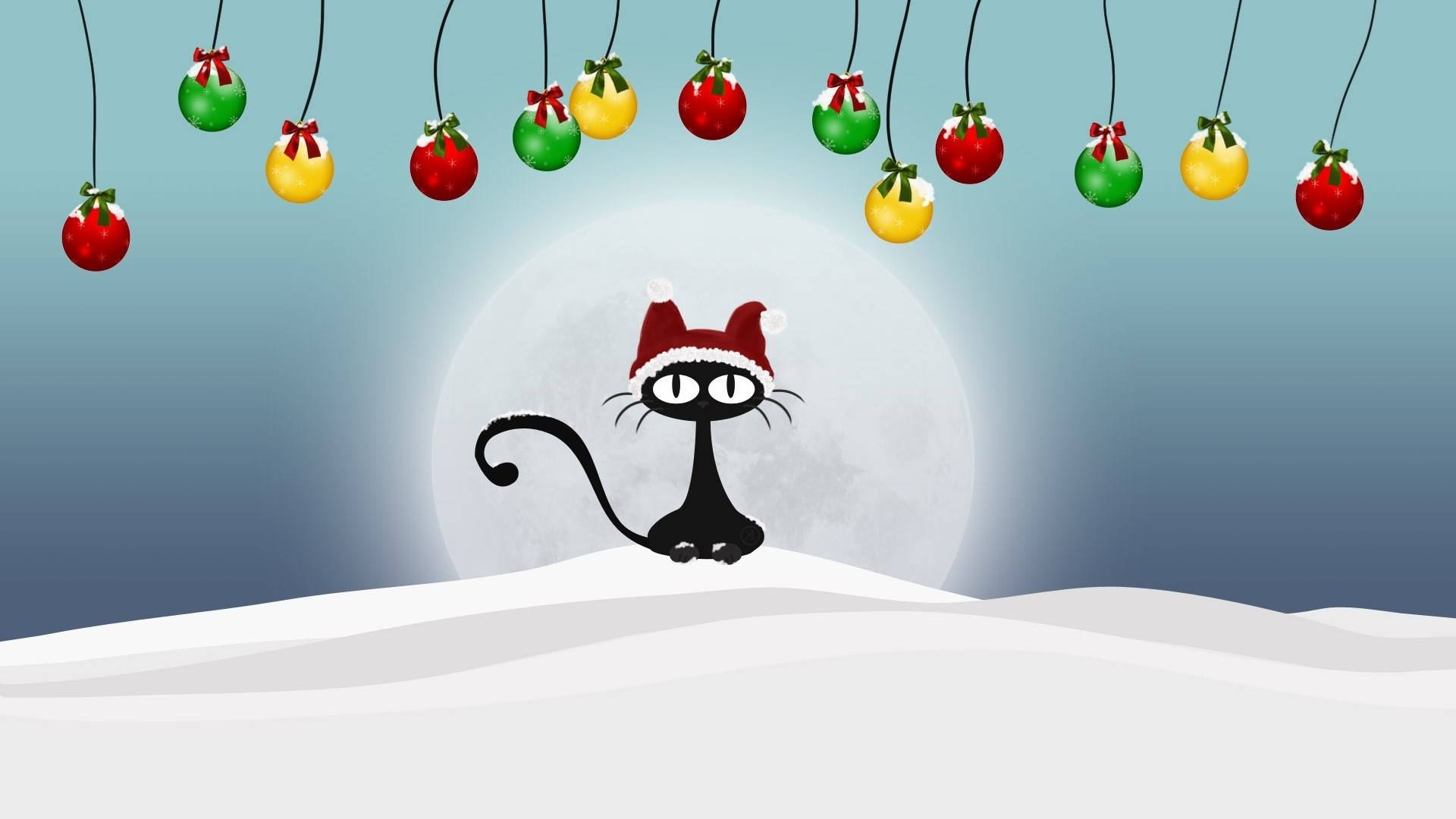 Download Black Cat Funny Christmas Wallpaper