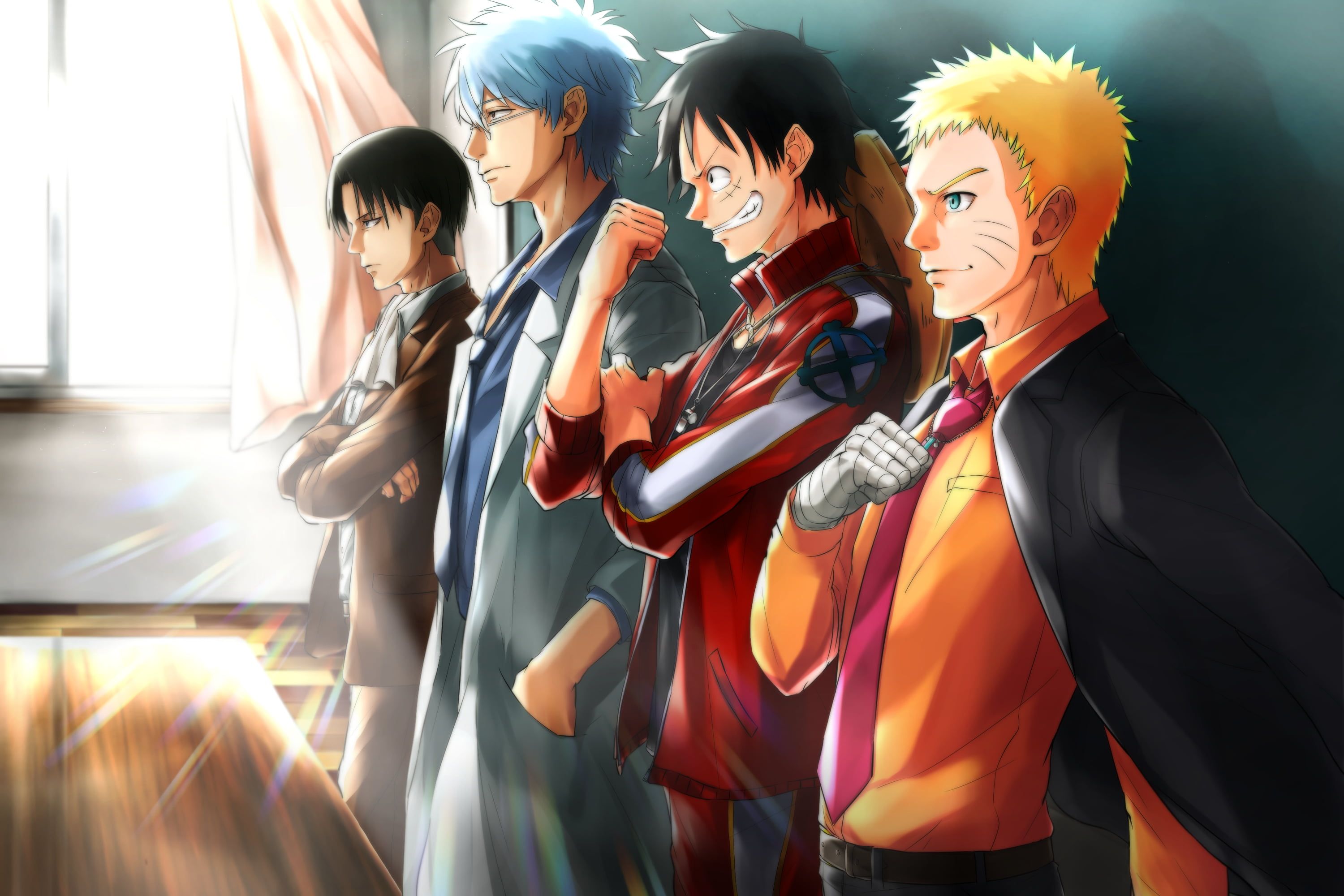 Anime #Crossover Attack on Titan Levi Ackerman Monkey D. Luffy #Naruto Naruto Uzumaki One Piece K #wallpaper #hdw. Anime, Anime crossover, All anime characters