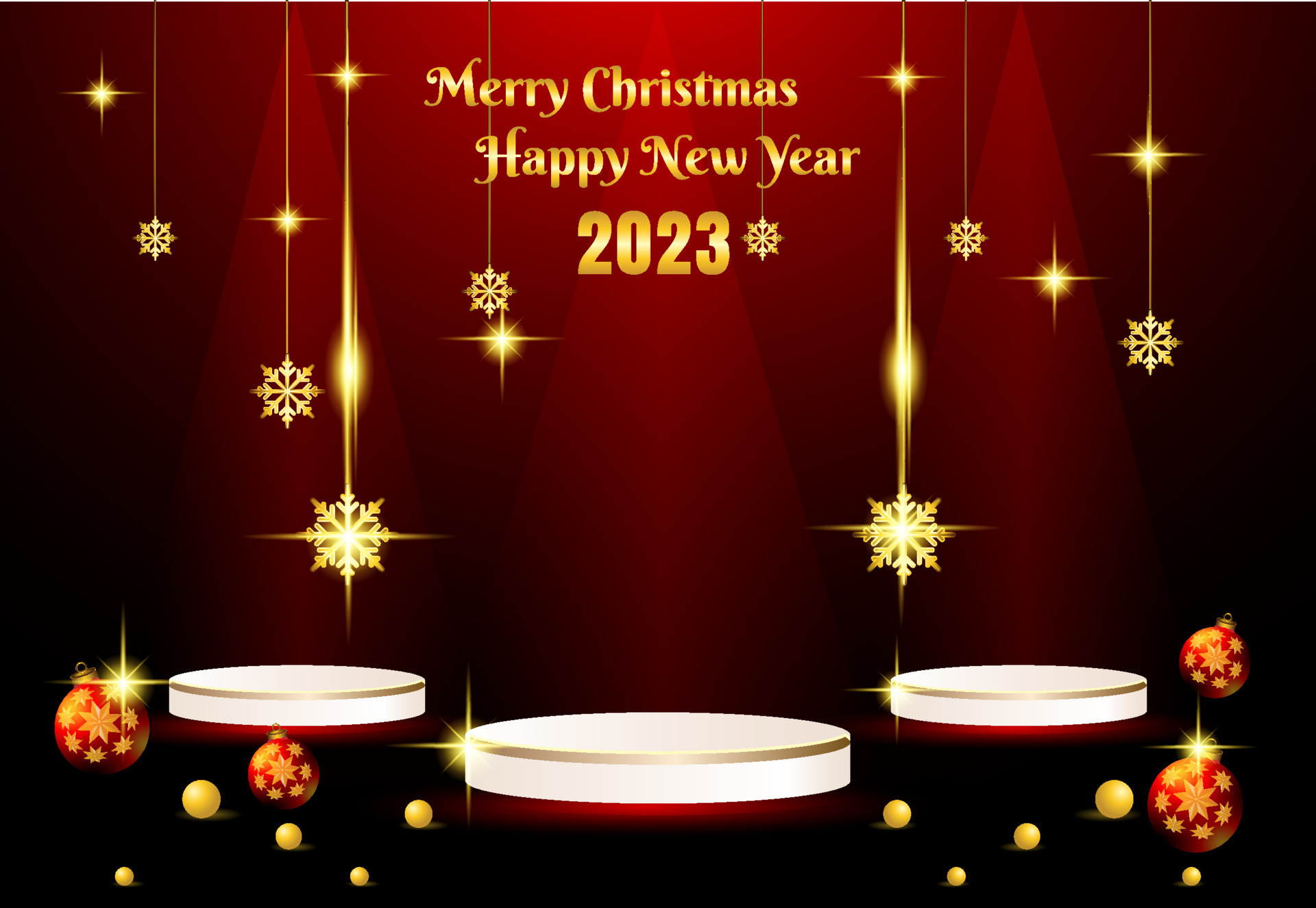 Merry christmas and happy new year 2023 stage podium background