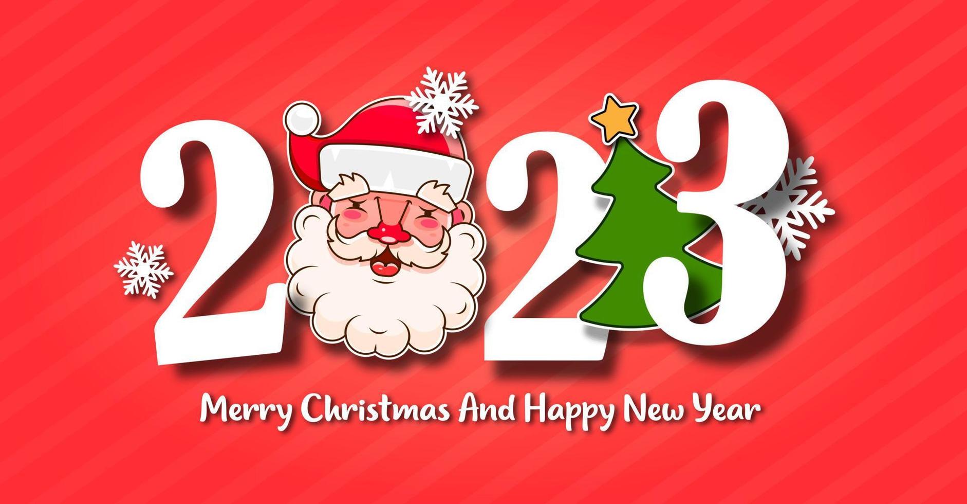 I Wish You A Merry Christmas And Happy New Year Vintage Background With Typography. 2023