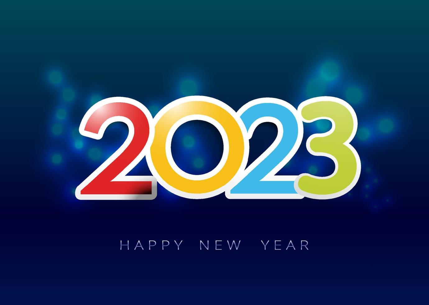 Merry Christmas and Happy New Year 2023 greeting card. Modern futuristic for 2023